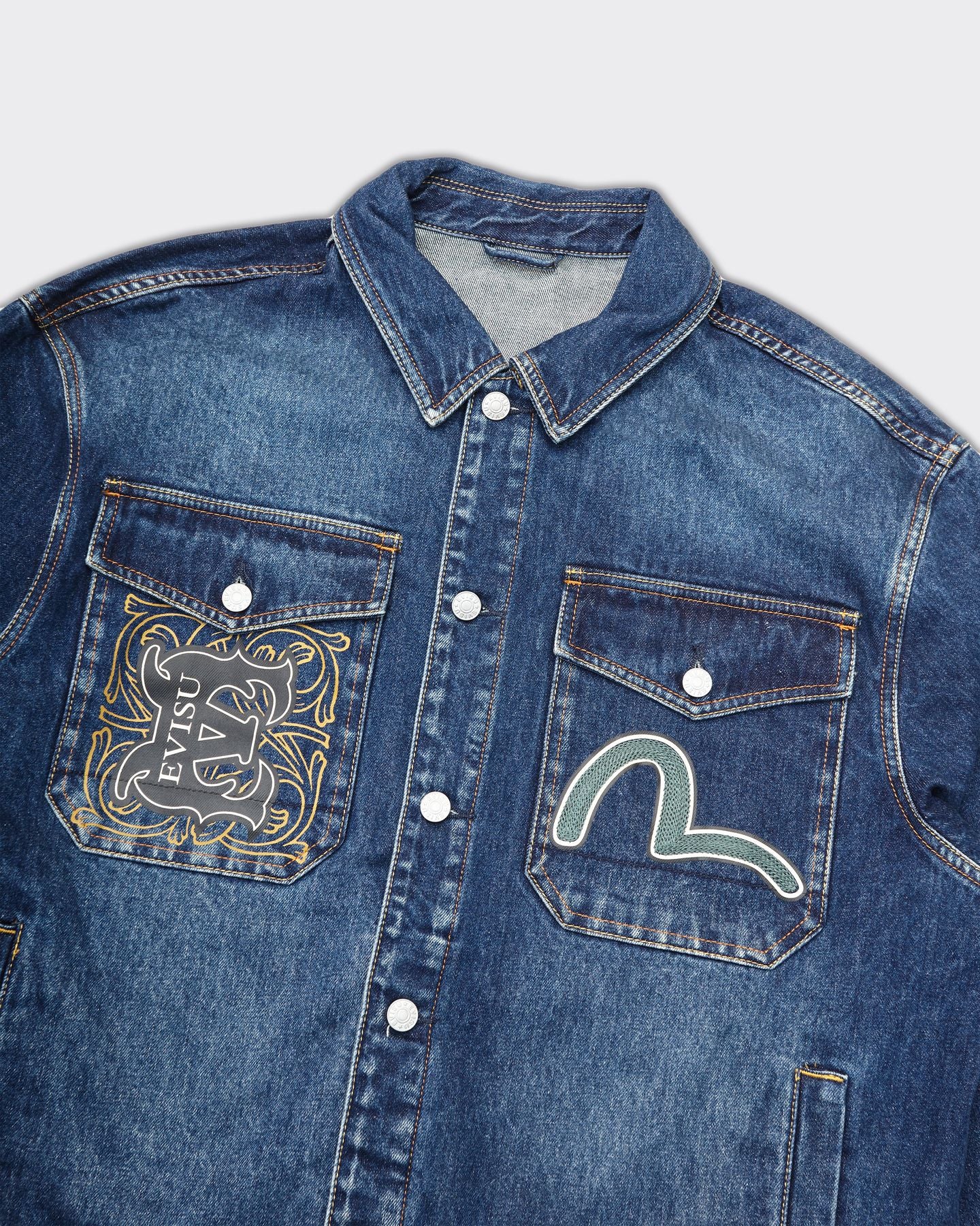 Sheridan Daicock Printed Shirt Denim Jacket Blue