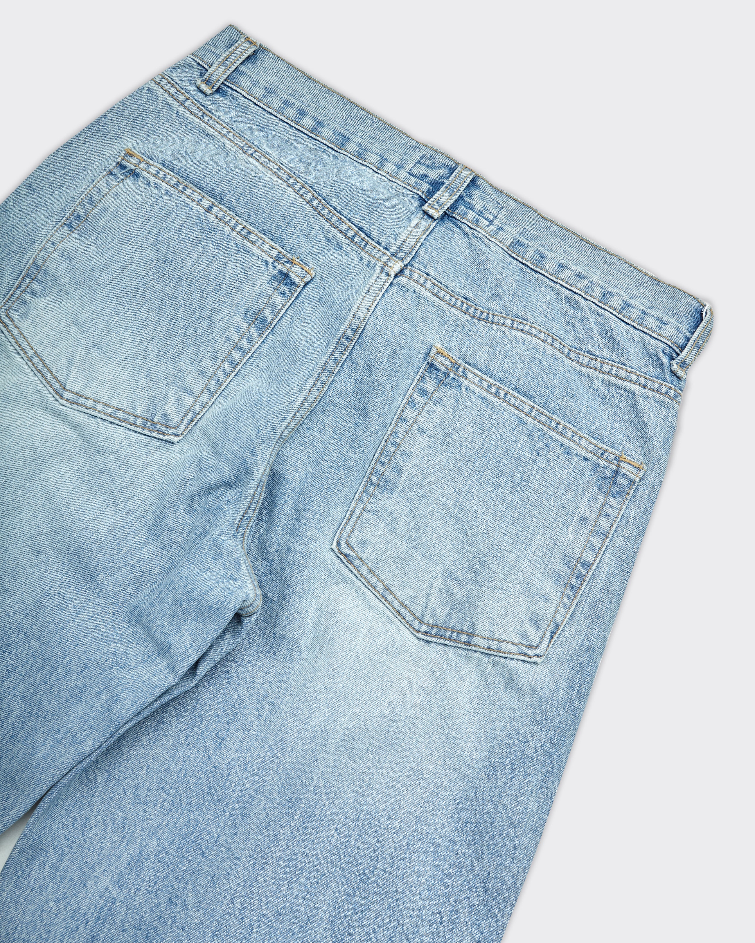 Straight Leg Washed Light Blue Jeans