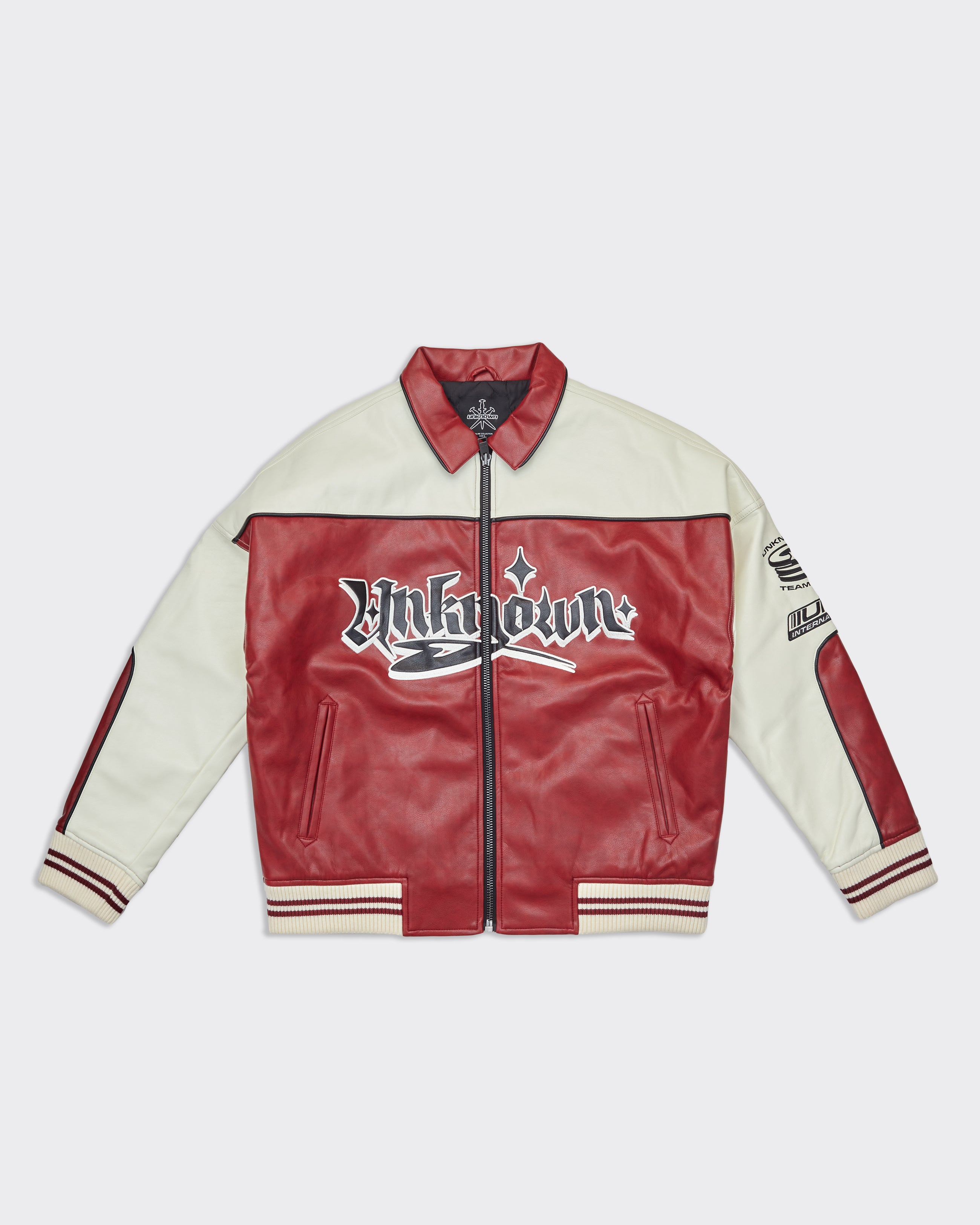 Racing Leather Jacket White Red
