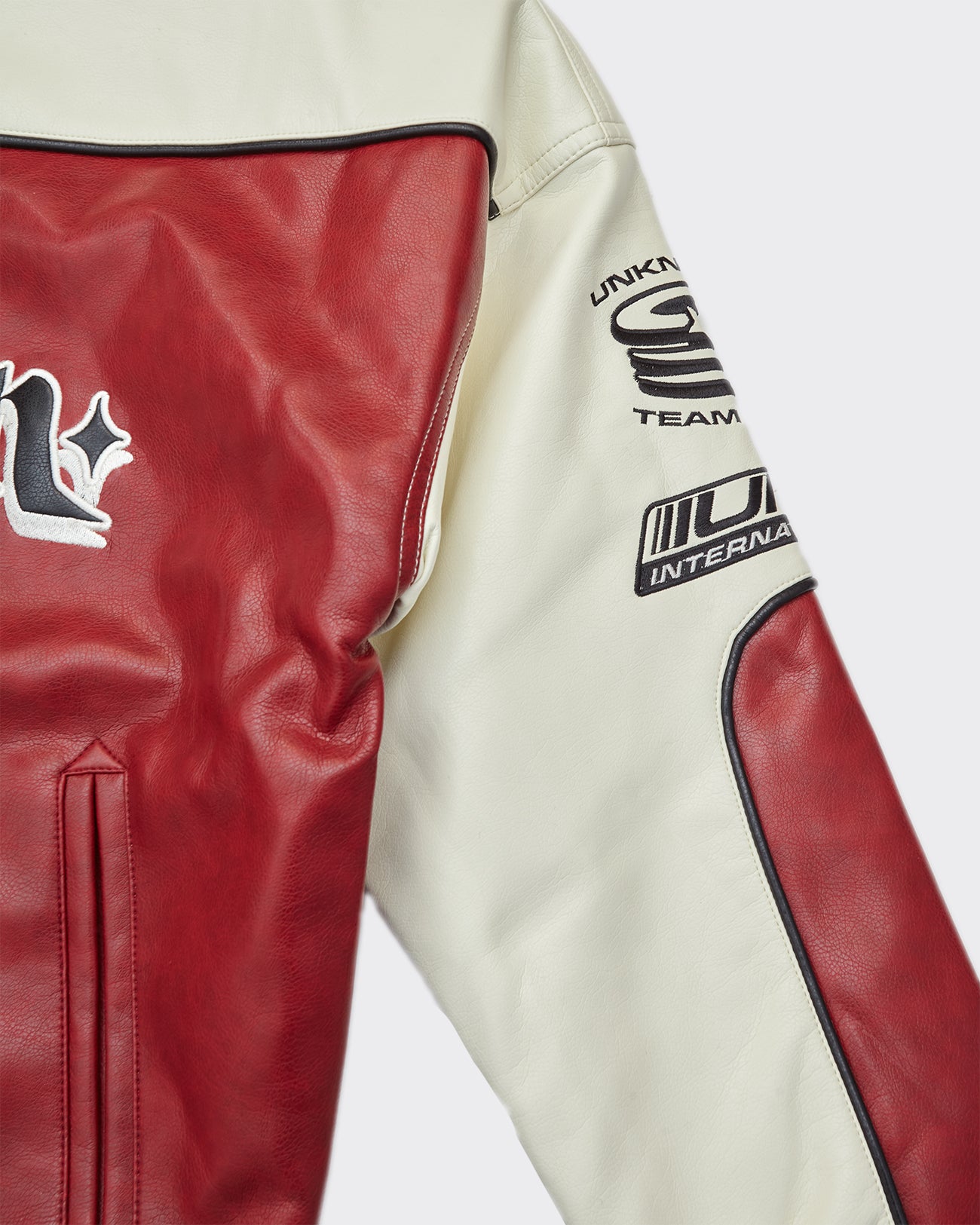 Giacca Racing Leather Bianco Rossa