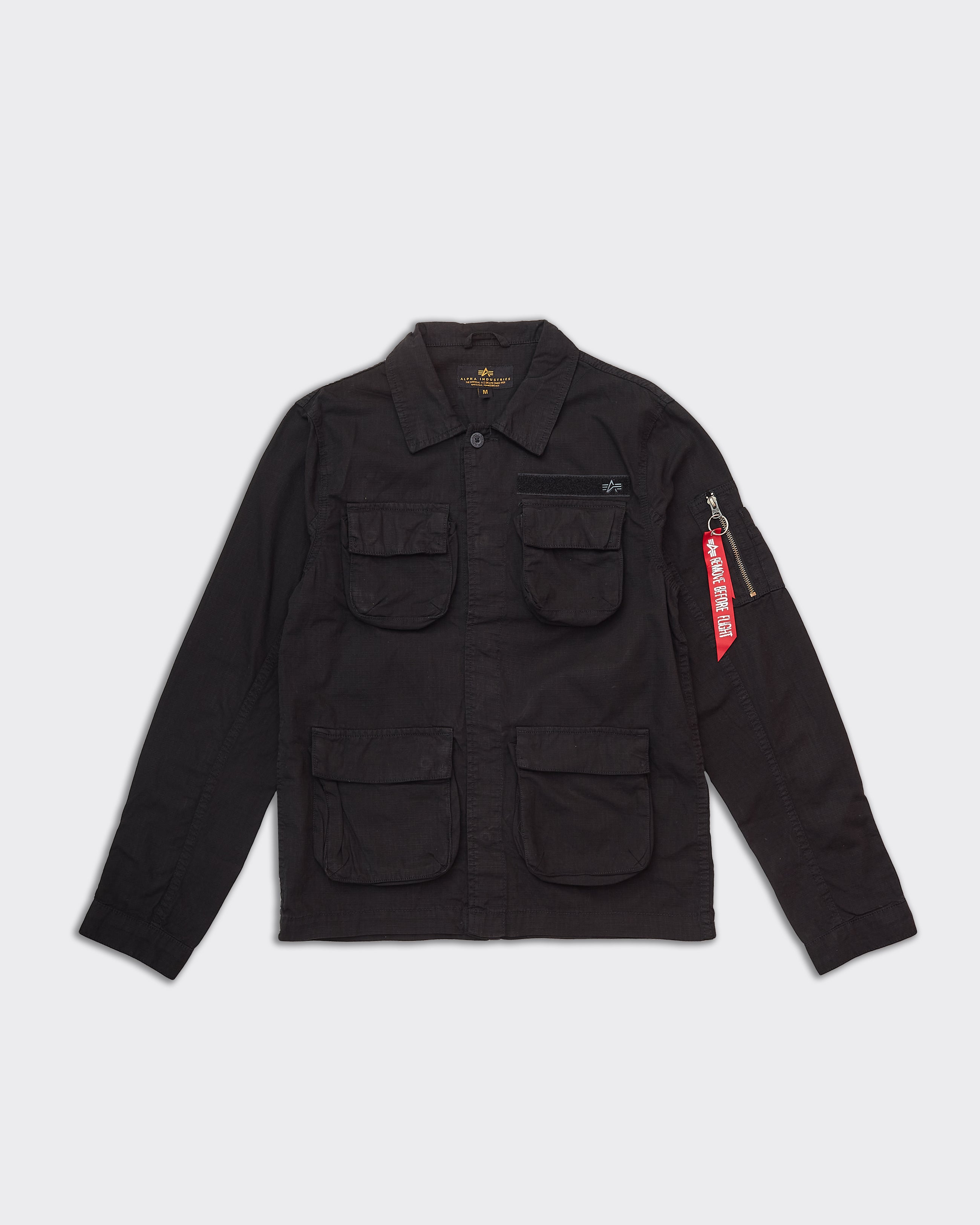 Black Cargo Ripstop Overshirt Jacket