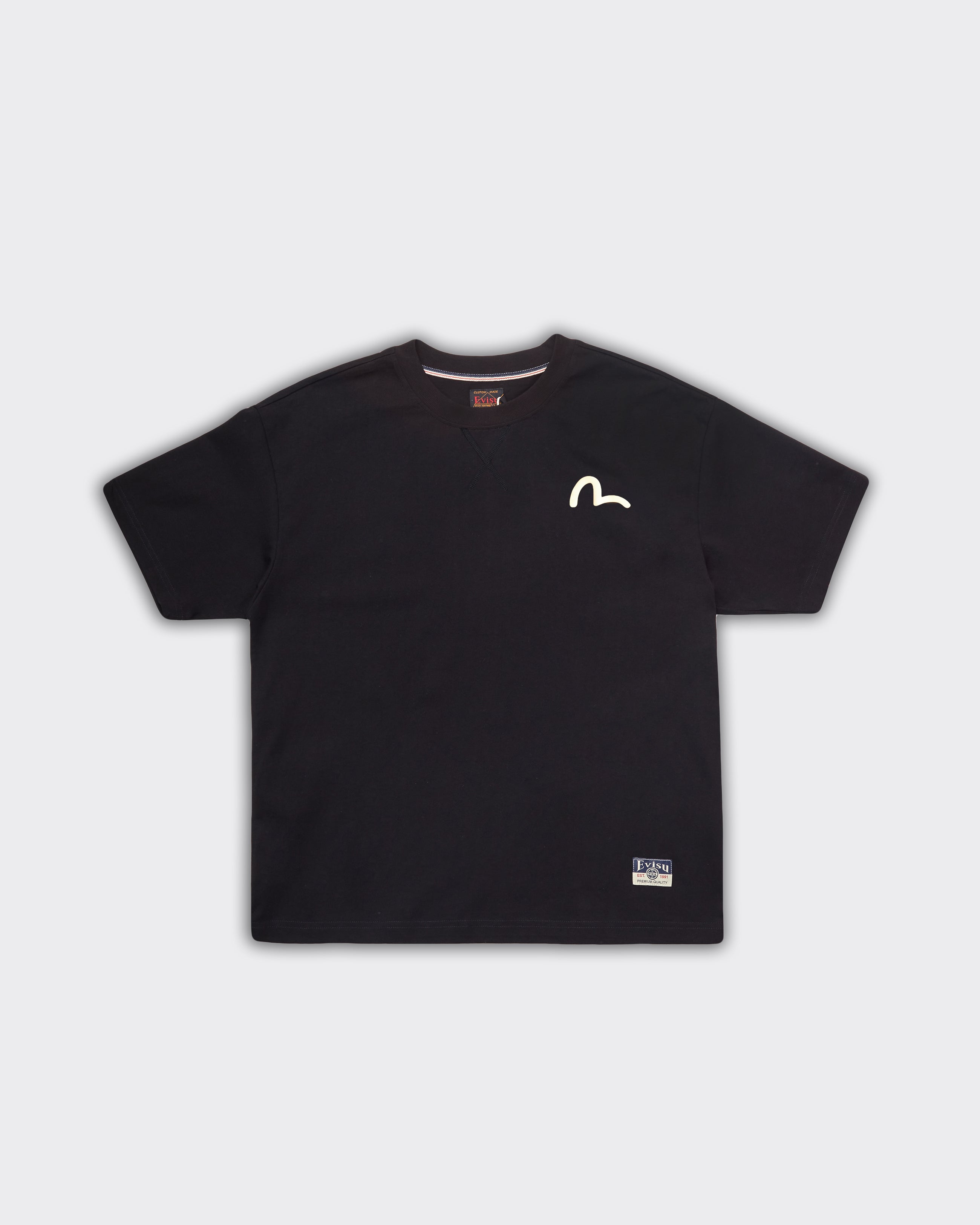 Seagull Print Kamon T-Shirt Black