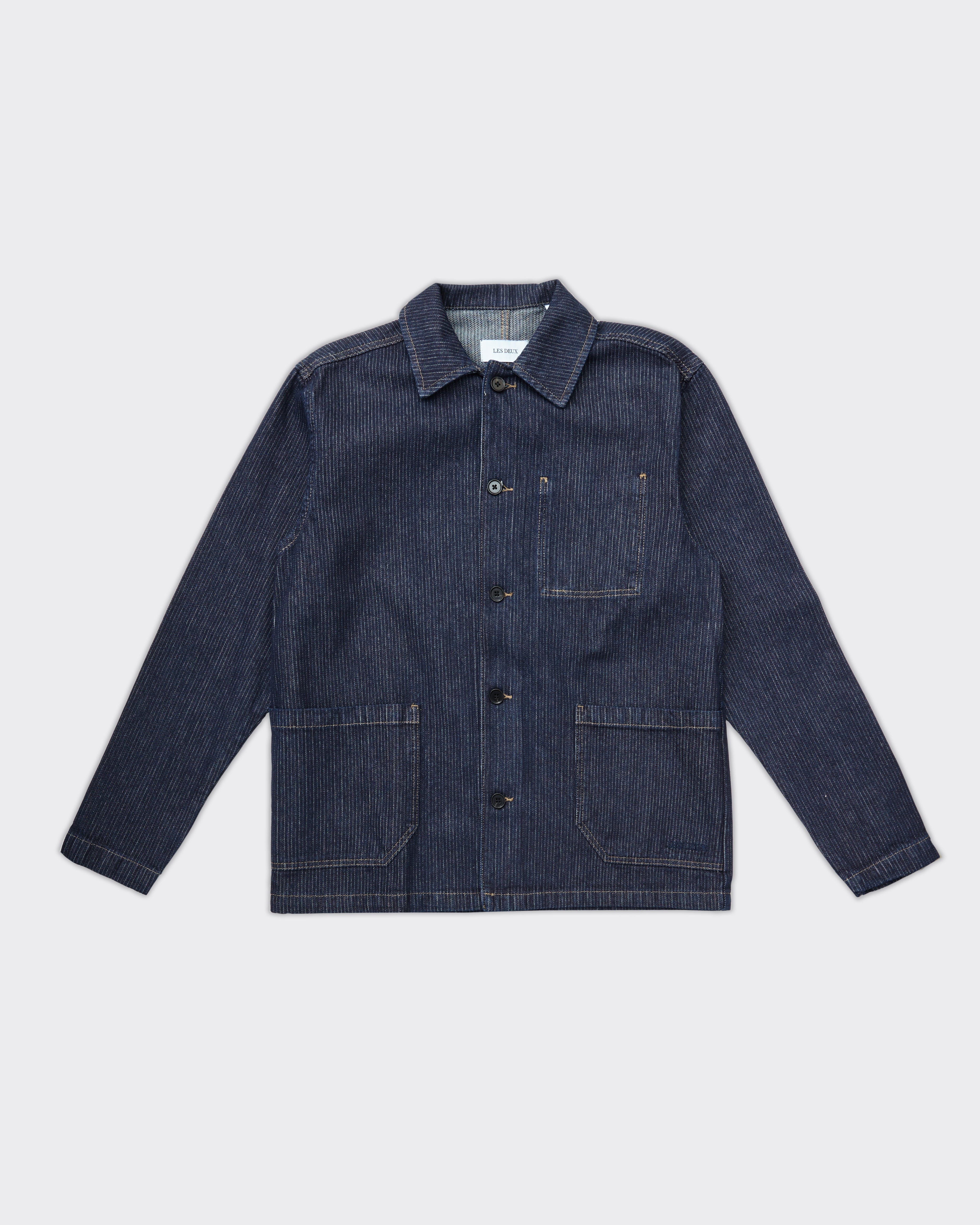 Hugh Denim Stripe Overshirt 2.0 Dark Navy Jacket