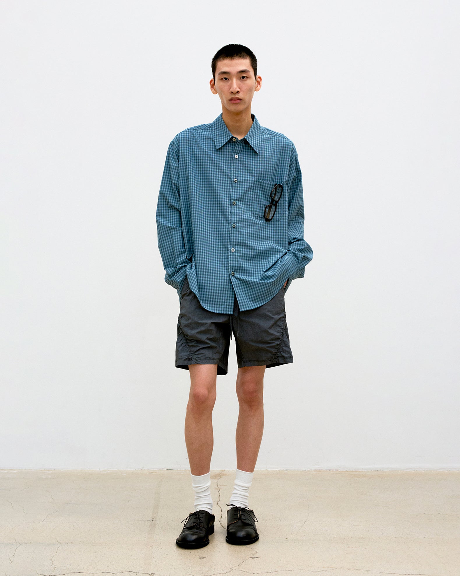 Camicia Micro Ombre Check Navy