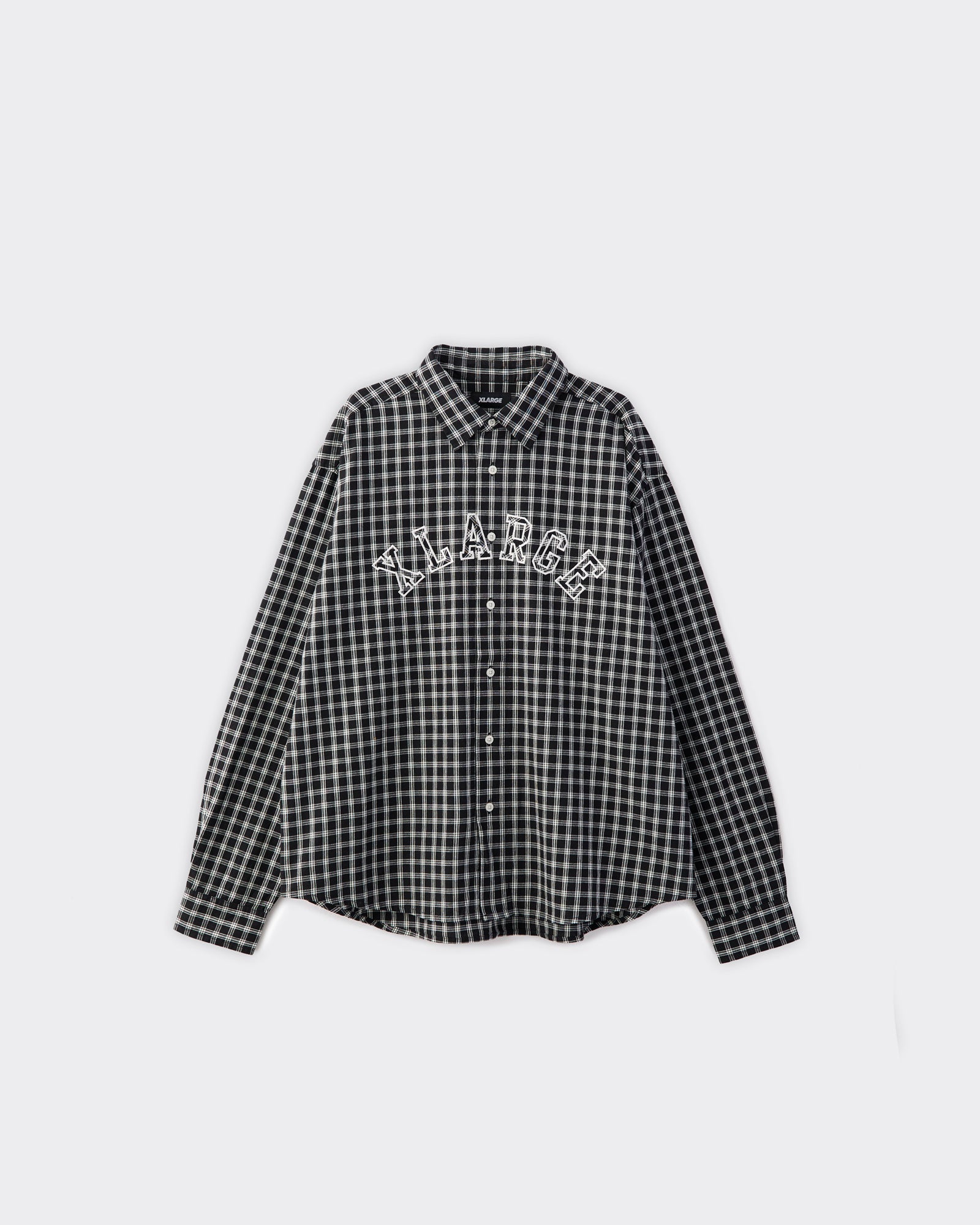 Camicia Patch Logo Plaid Nera