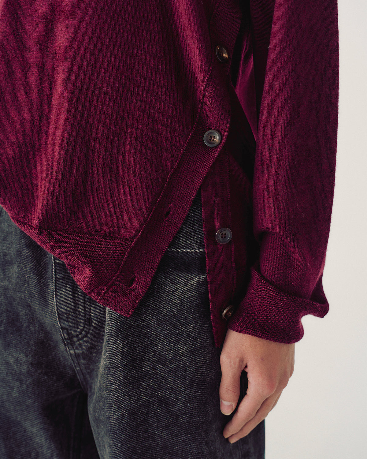 Knit Oblique Side Wine