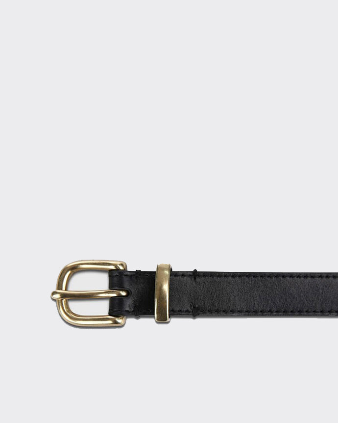 Gold Calf Leather Belt Black