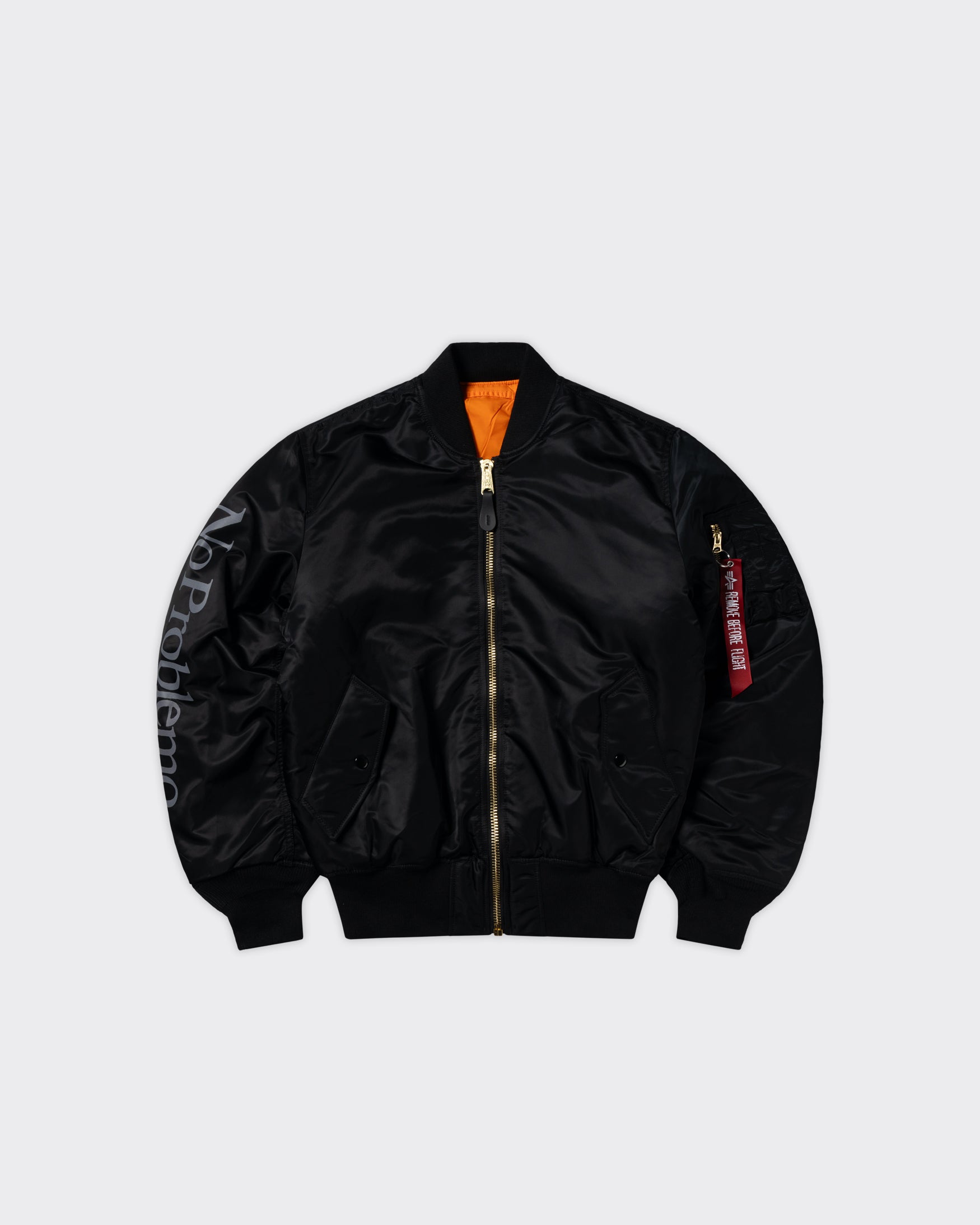 No Problemo x Alpha Industries MA-1 No War Nero