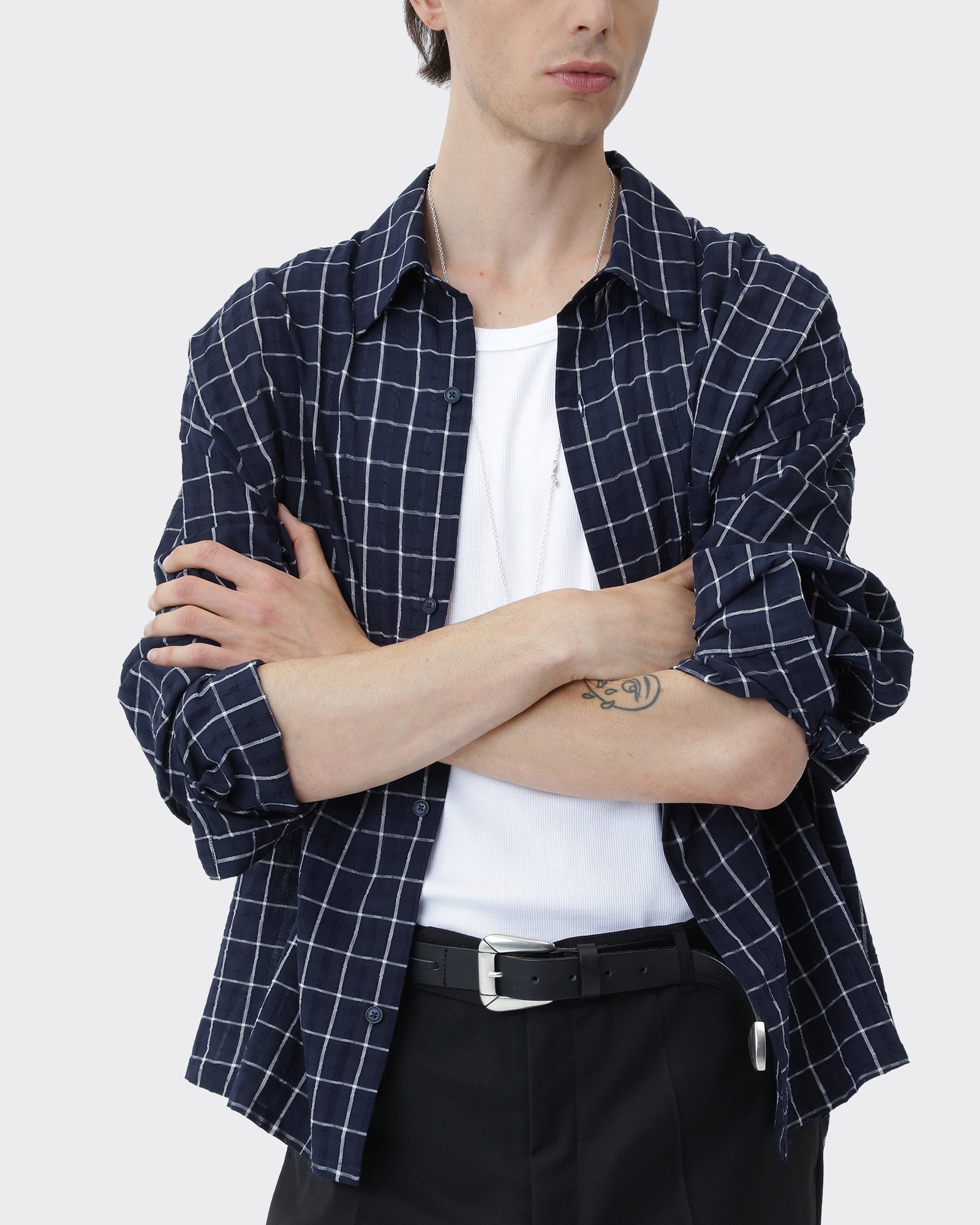 Camicia Maza Check Navy Blue