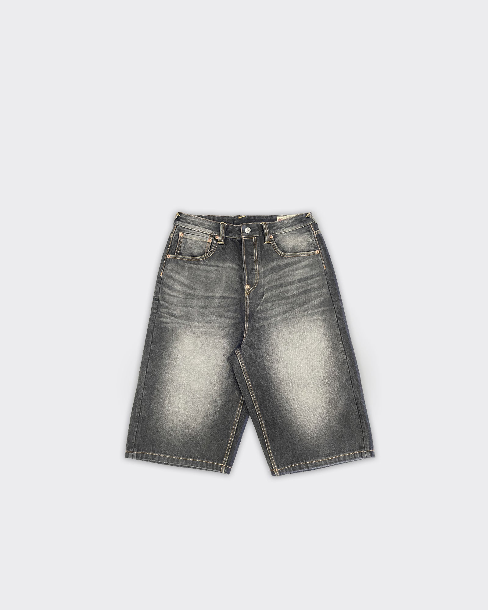 Shorts Pocket Seagull & Claw Marks Embroidery Denim Nero