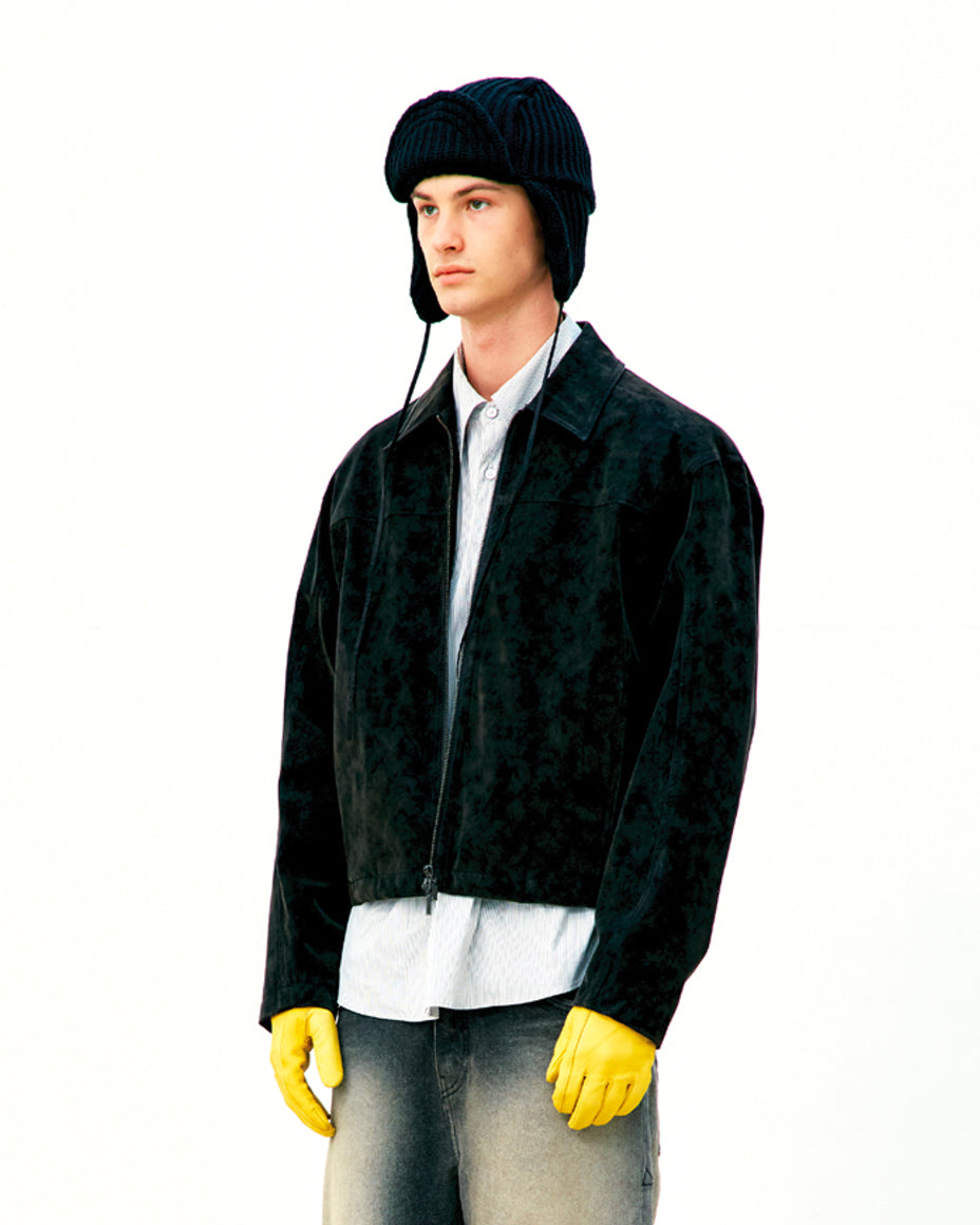 Giacca Curve Line Eco Suede Nero/Marrone