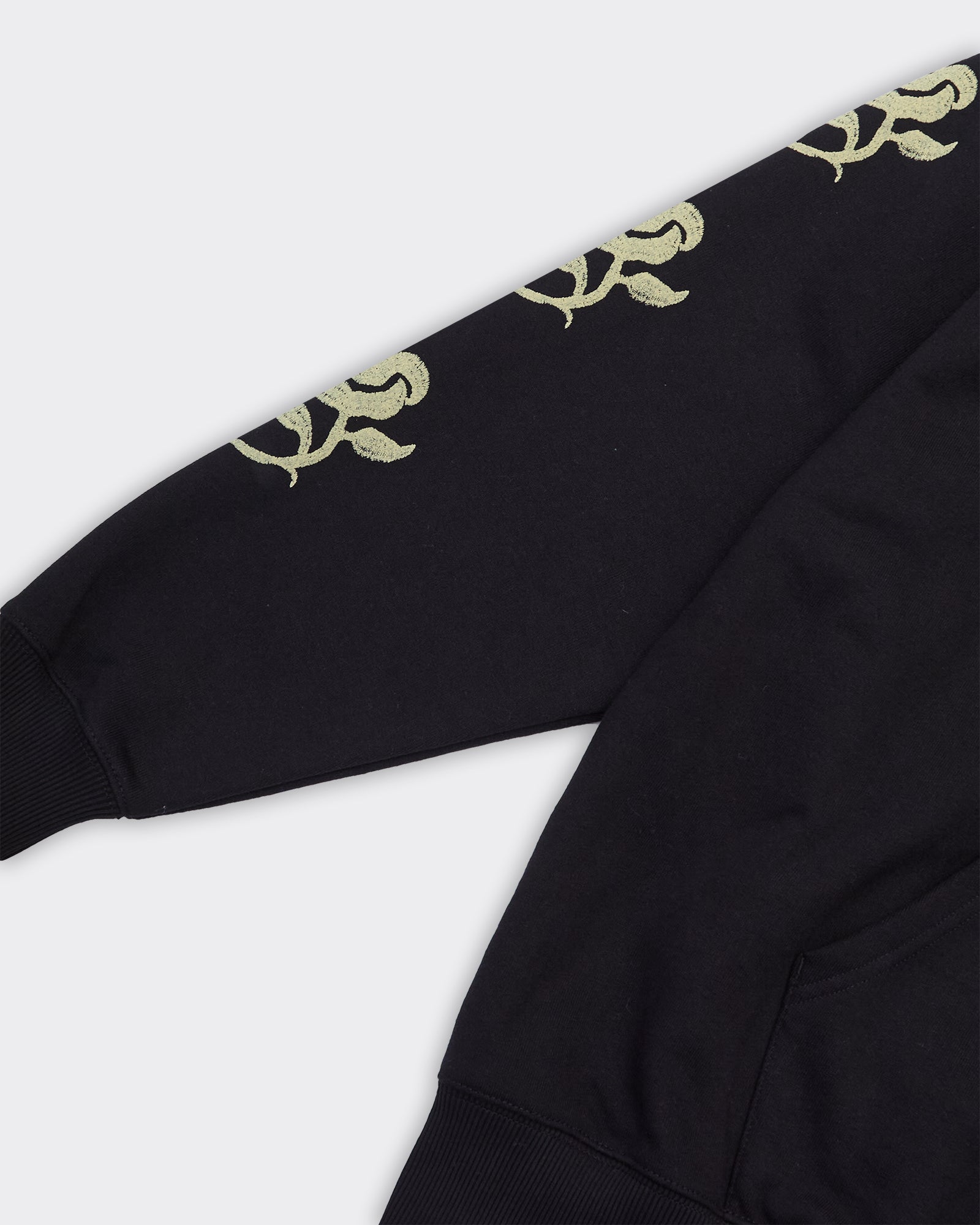 Felpa Con Cappuccio Floral Zip Nera