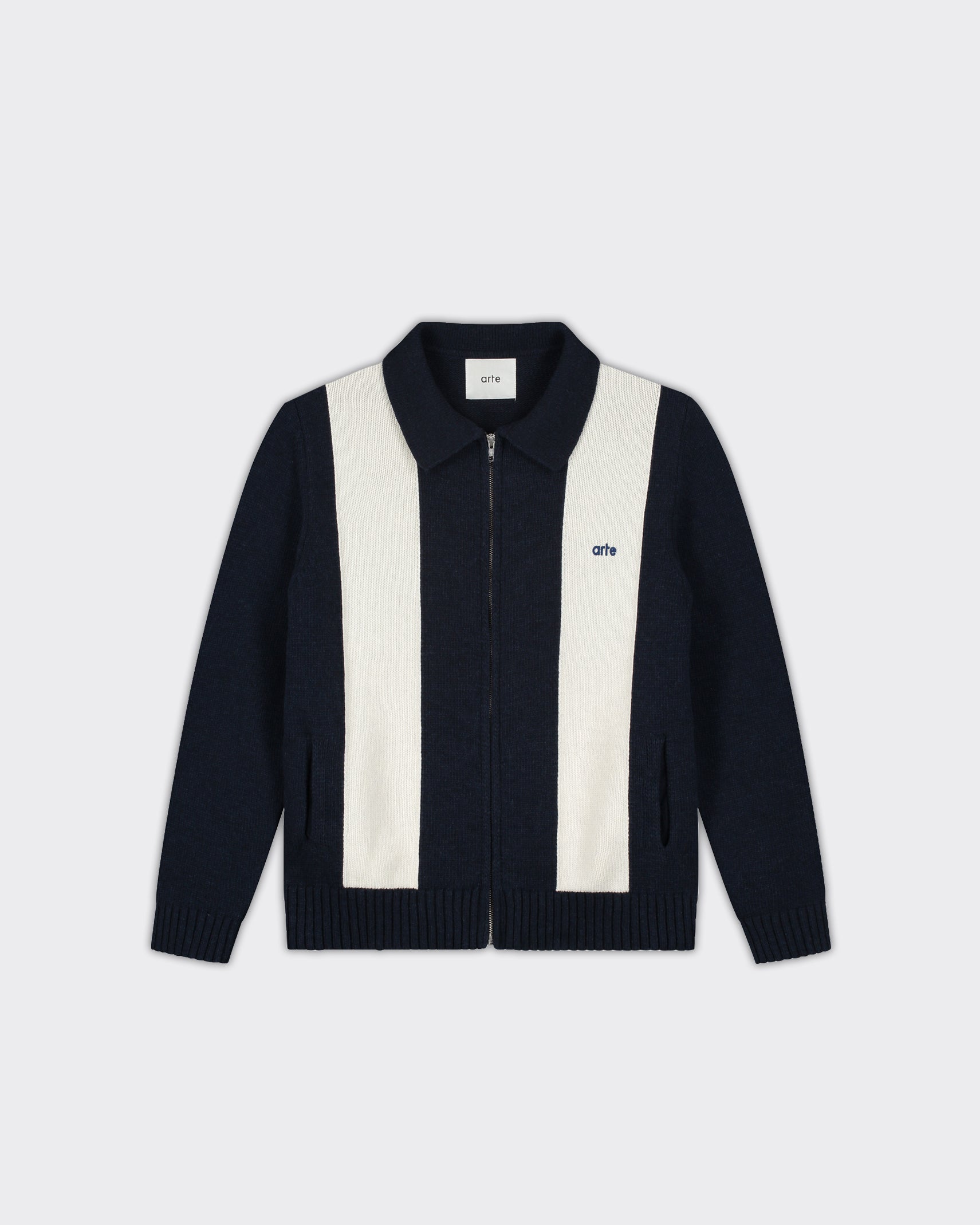 Cardigan Knit Blu/Bianco