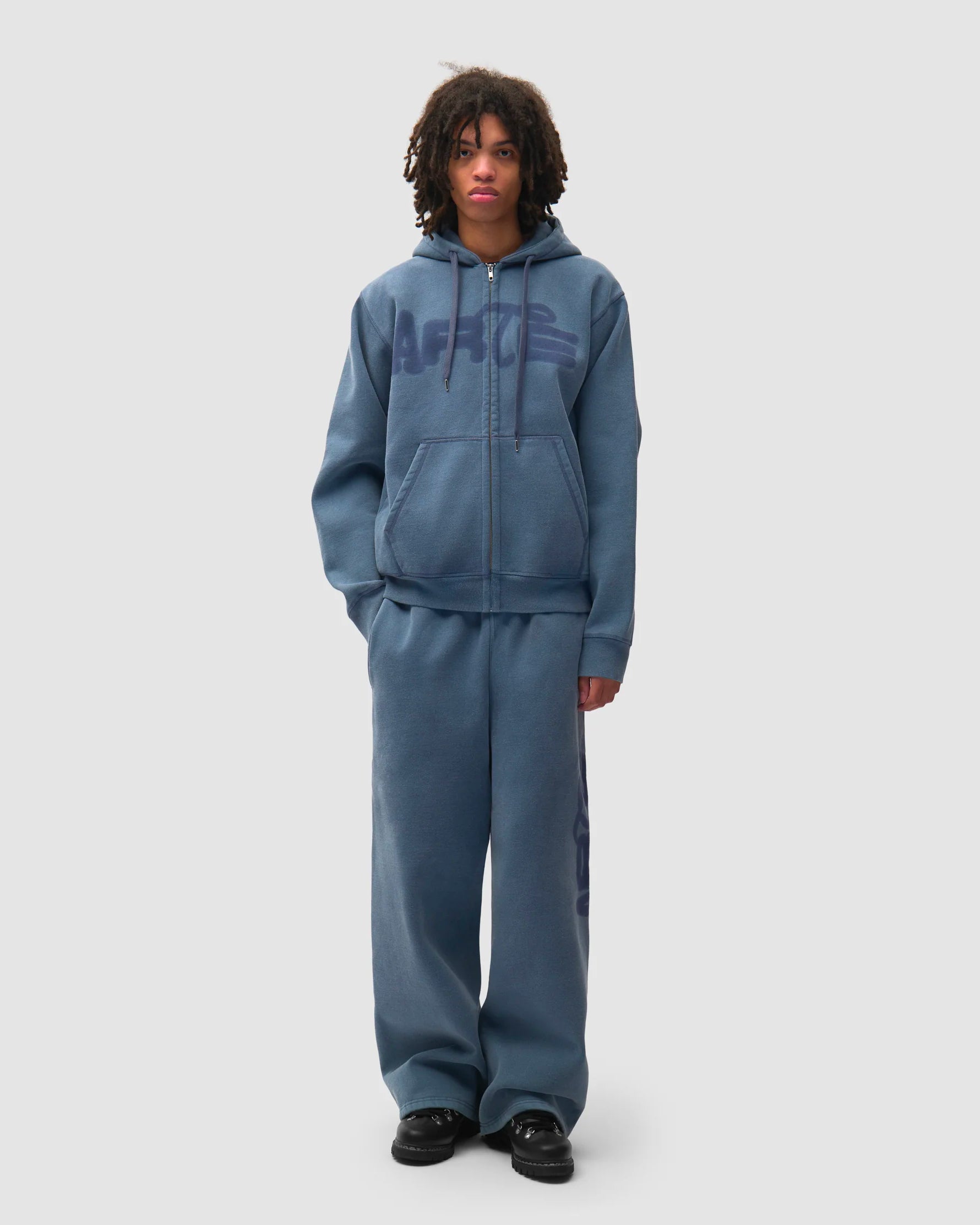 Felpa Con Cappuccio Zip Stencil Sunfade Navy