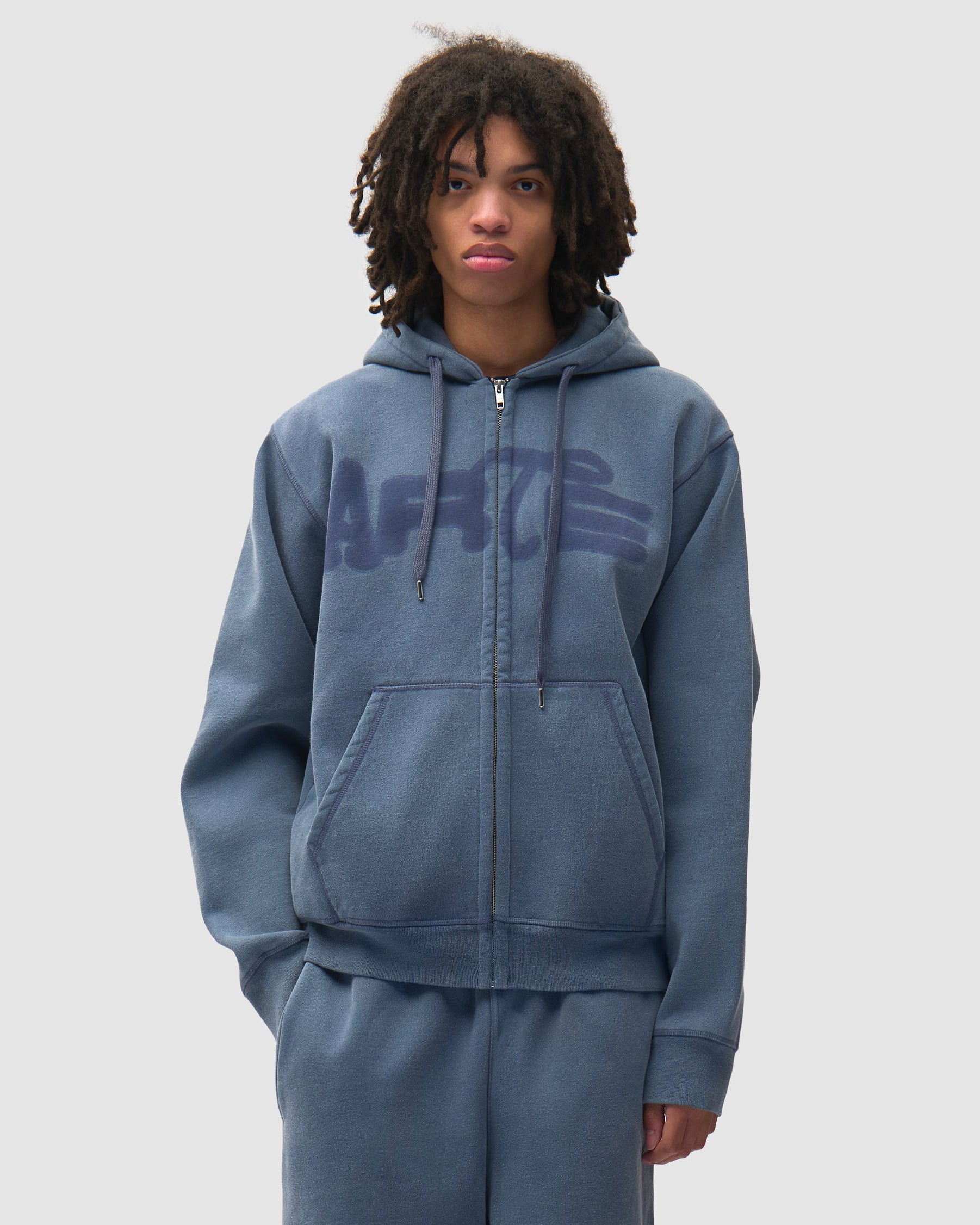 Felpa Con Cappuccio Zip Stencil Sunfade Navy