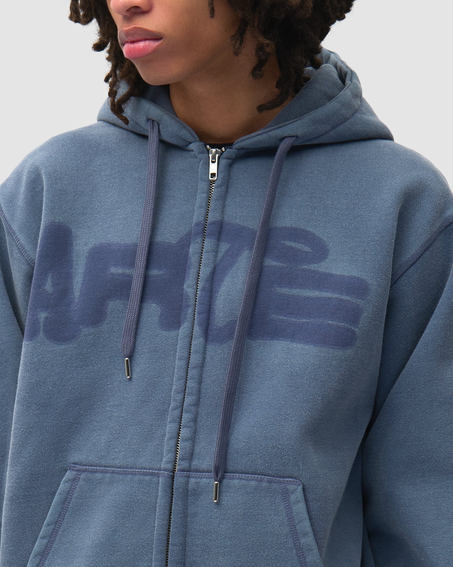 Felpa Con Cappuccio Zip Stencil Sunfade Navy