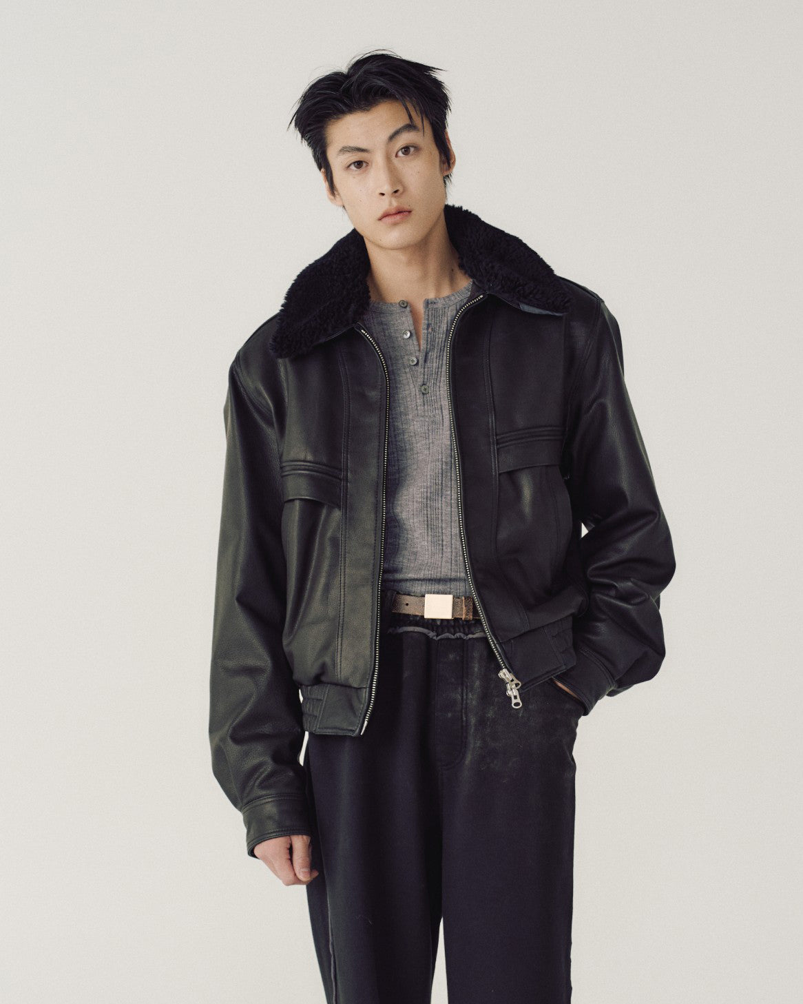 Bomber Calder Leather Nero