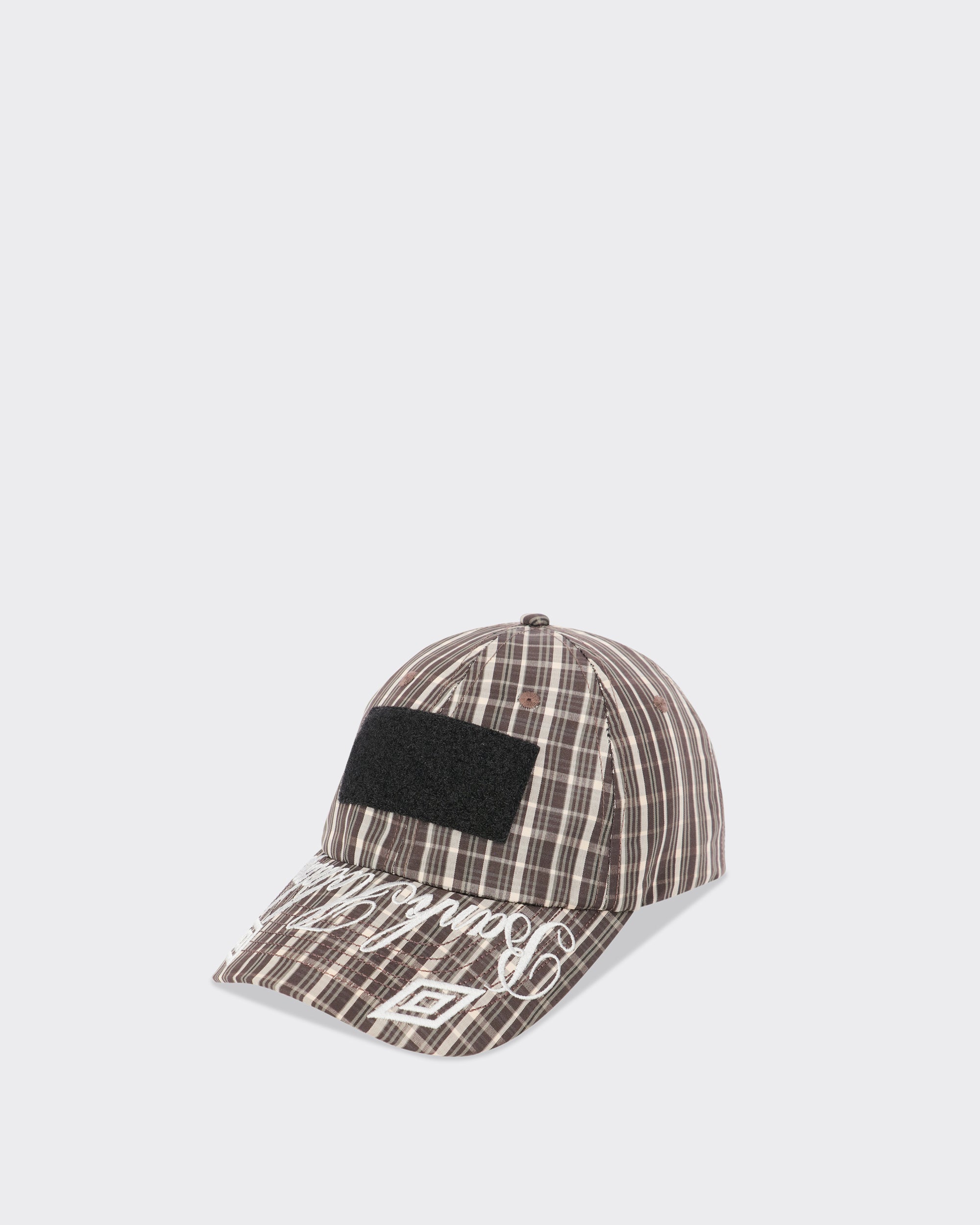 Check Hazard Hat Beige Dark Brown