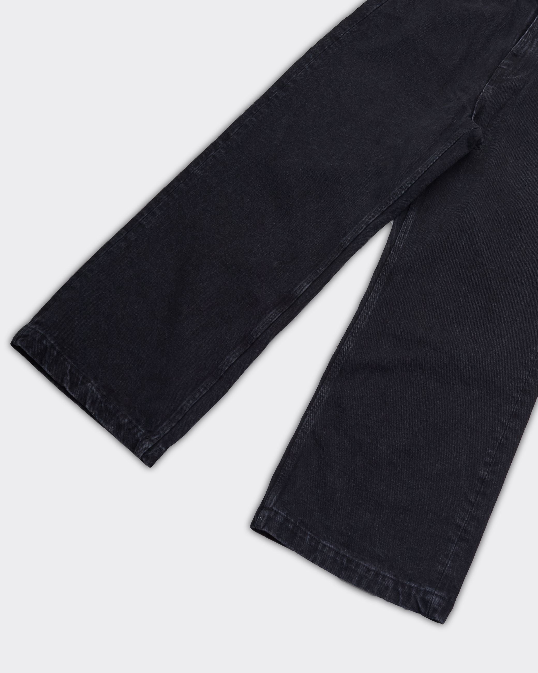 Jeans Wide Leg Washed Denim Nero