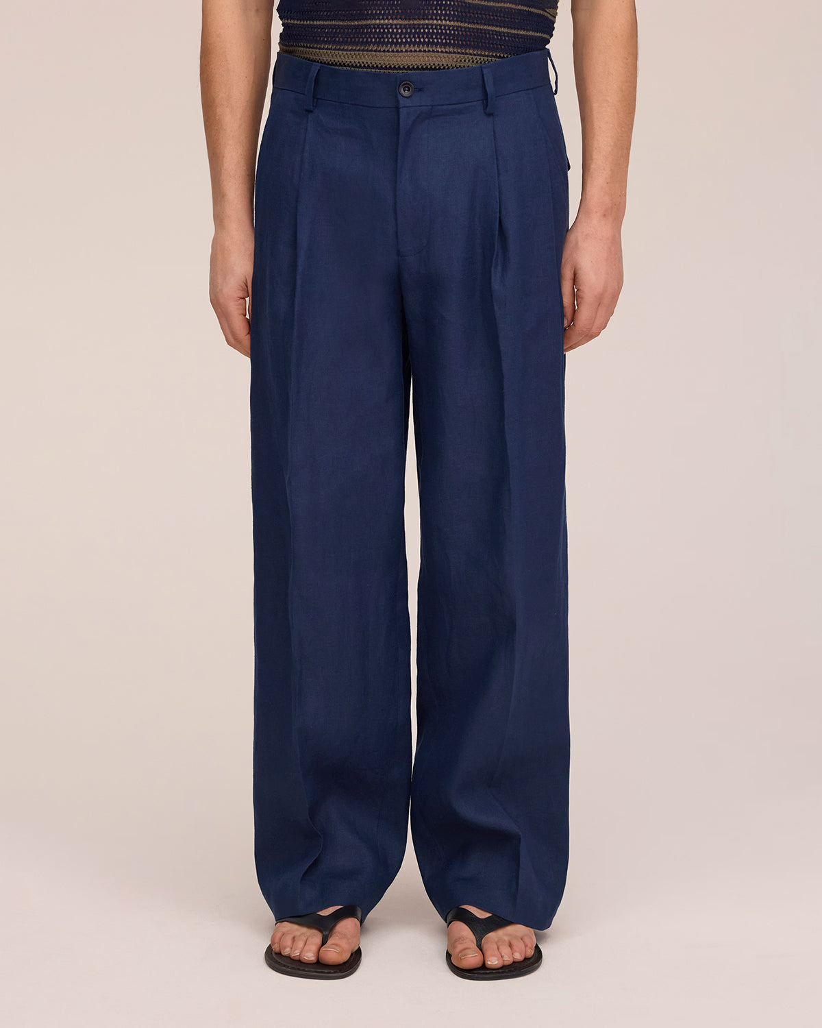 Pantalone Justin Linen Navy Blue