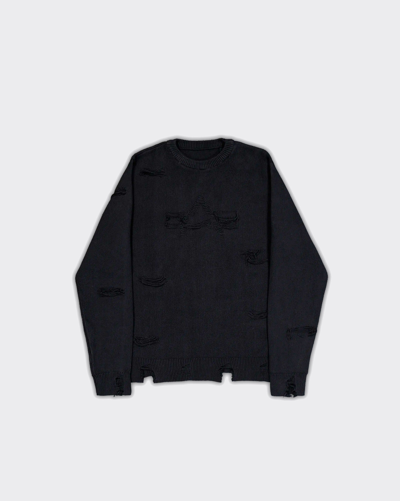 Maglione Distressed Logo Nero