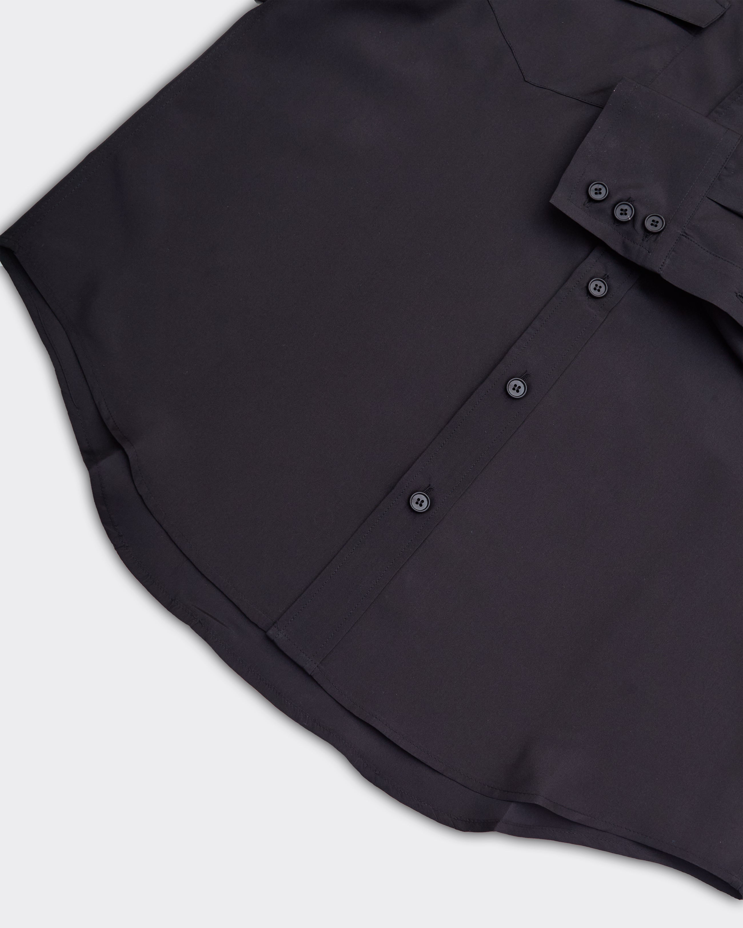 Black Double Pocket Silk Shirt