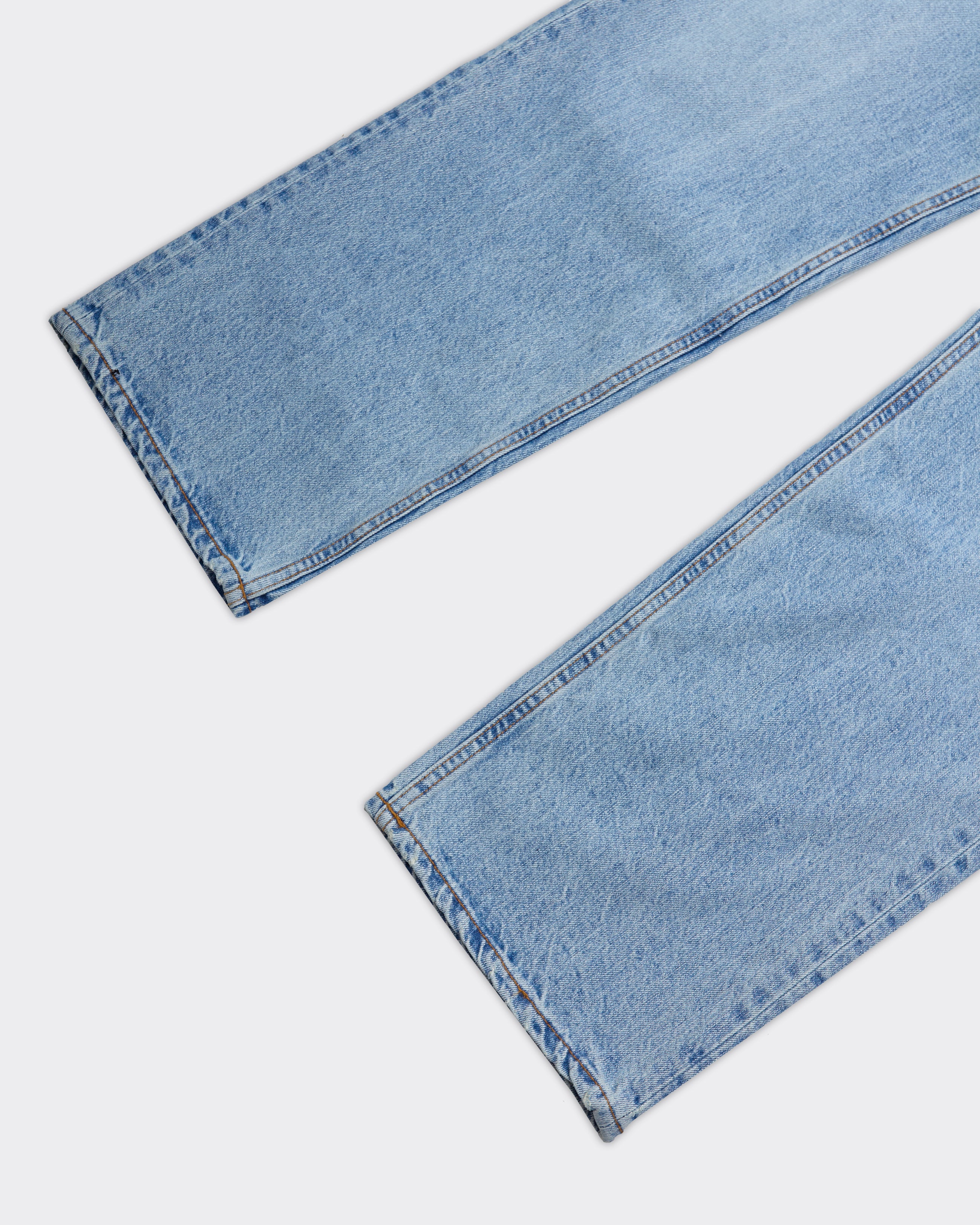 Jeans Straight Leg Denim Washed Light Blue