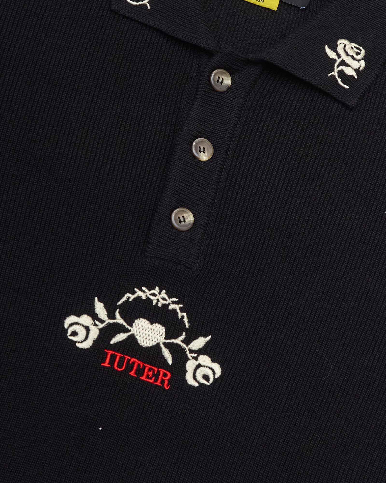 Polo Knit Floral Nera