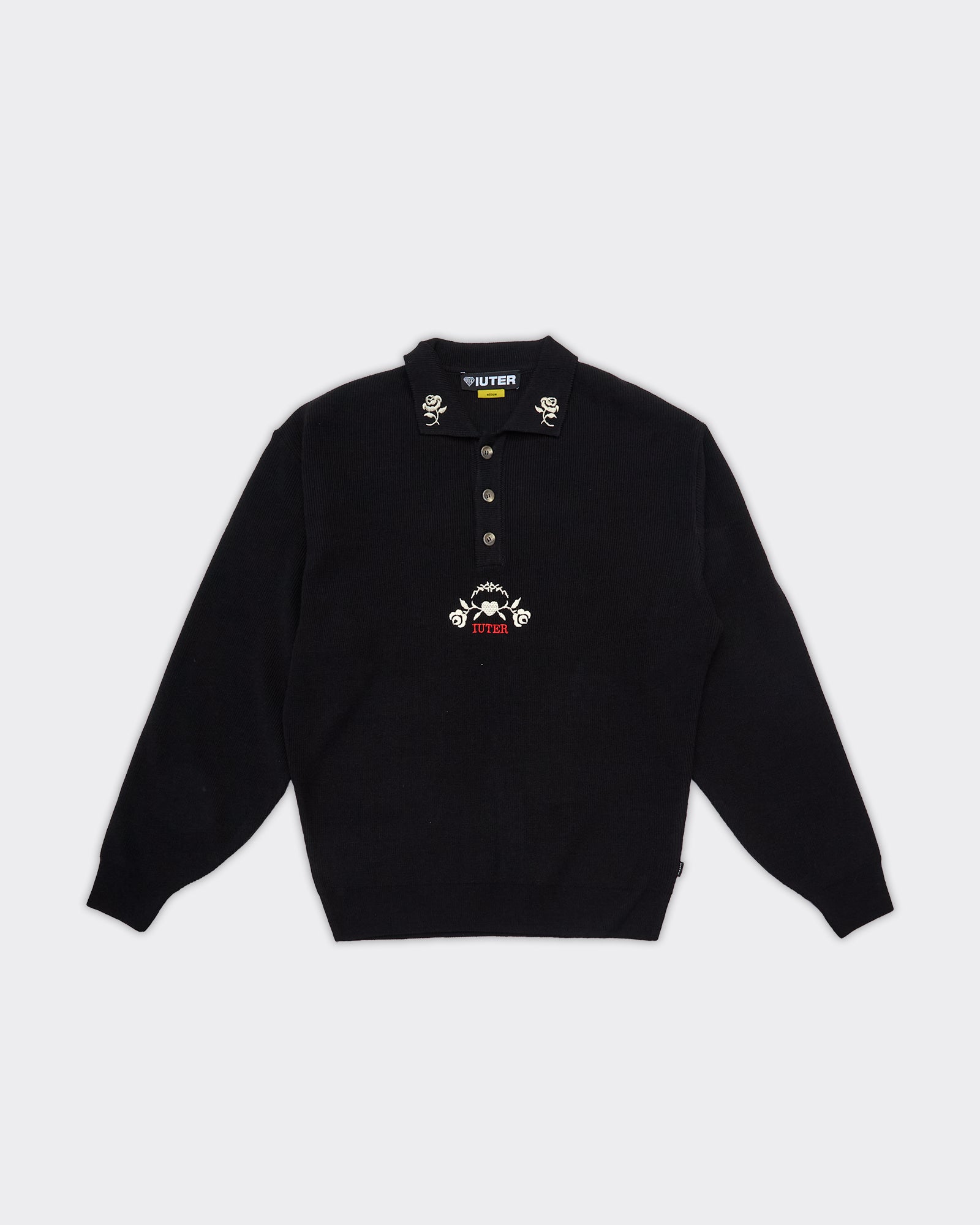 Polo Knit Floral Nera