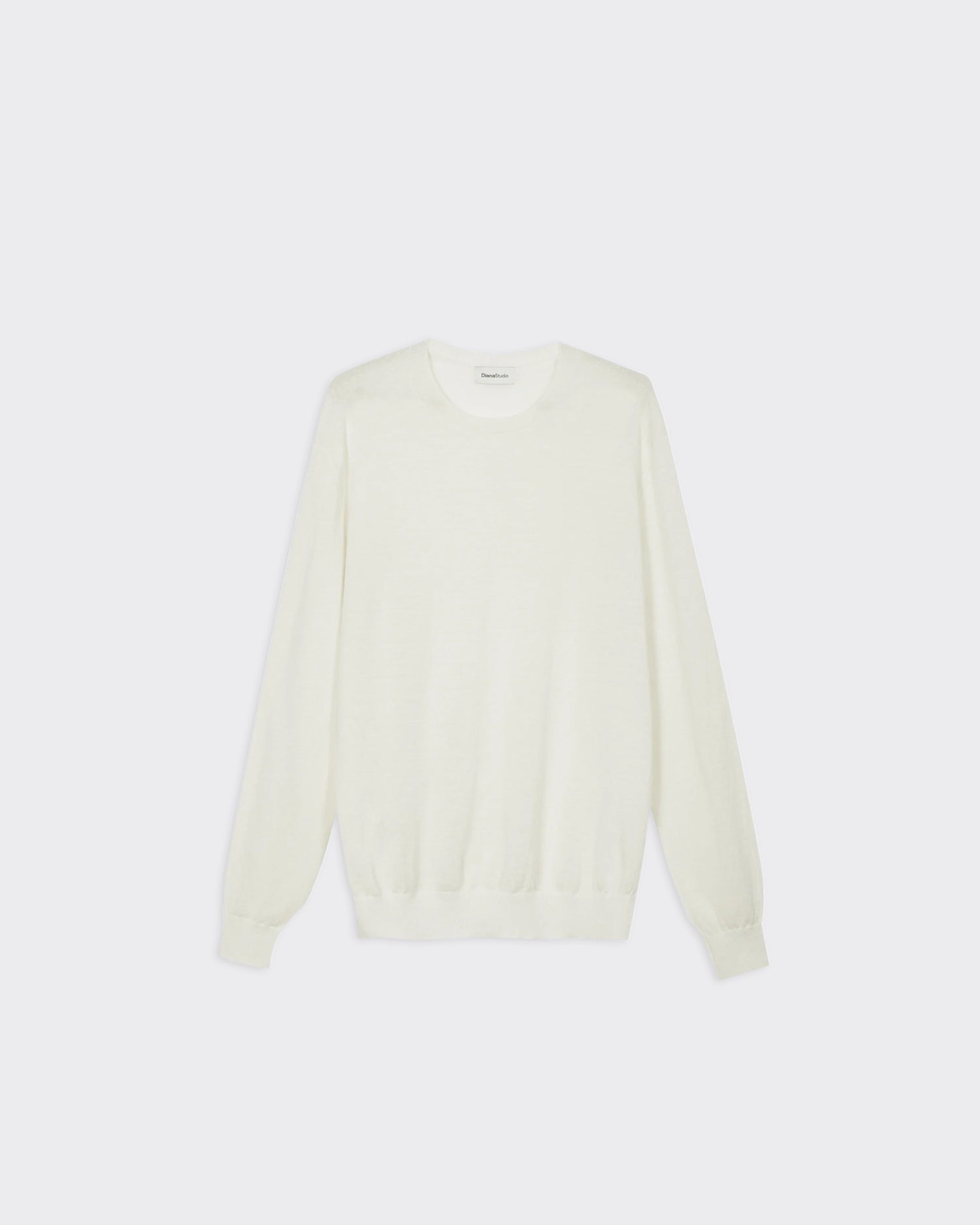 Maglia Girocollo Manica Lunga Lino Bianca