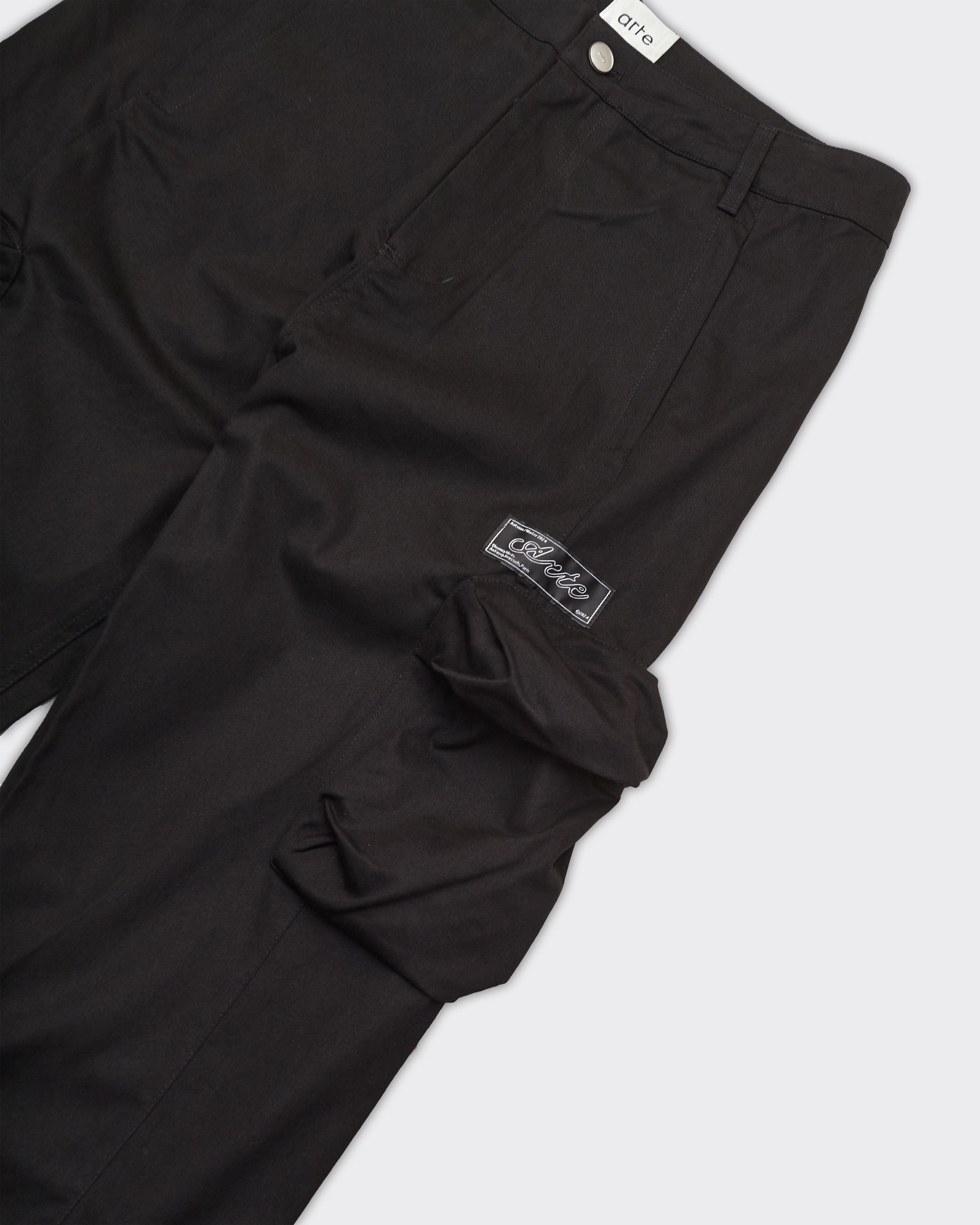 3D Pockets Cargo Nylon Trousers Black