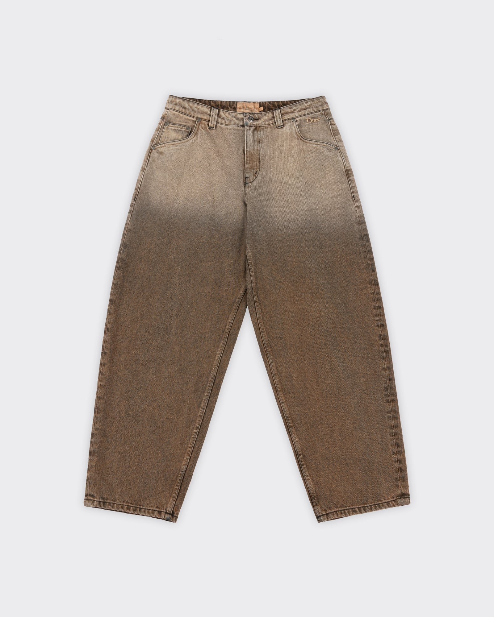 Pantalone Denim Baggy Dipped Sandblasted Marrone