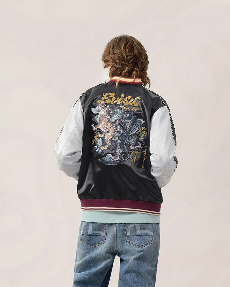 2ESHTM6JK1016 Ht Duo Leopard Emb Souvenior Jacket Black