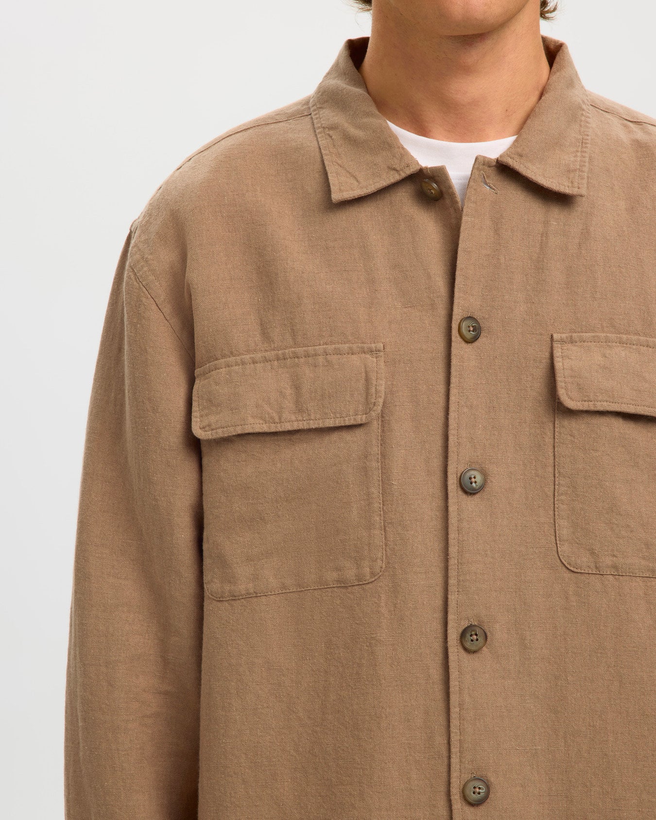 Leroy Linen Blend Caribou Overshirt
