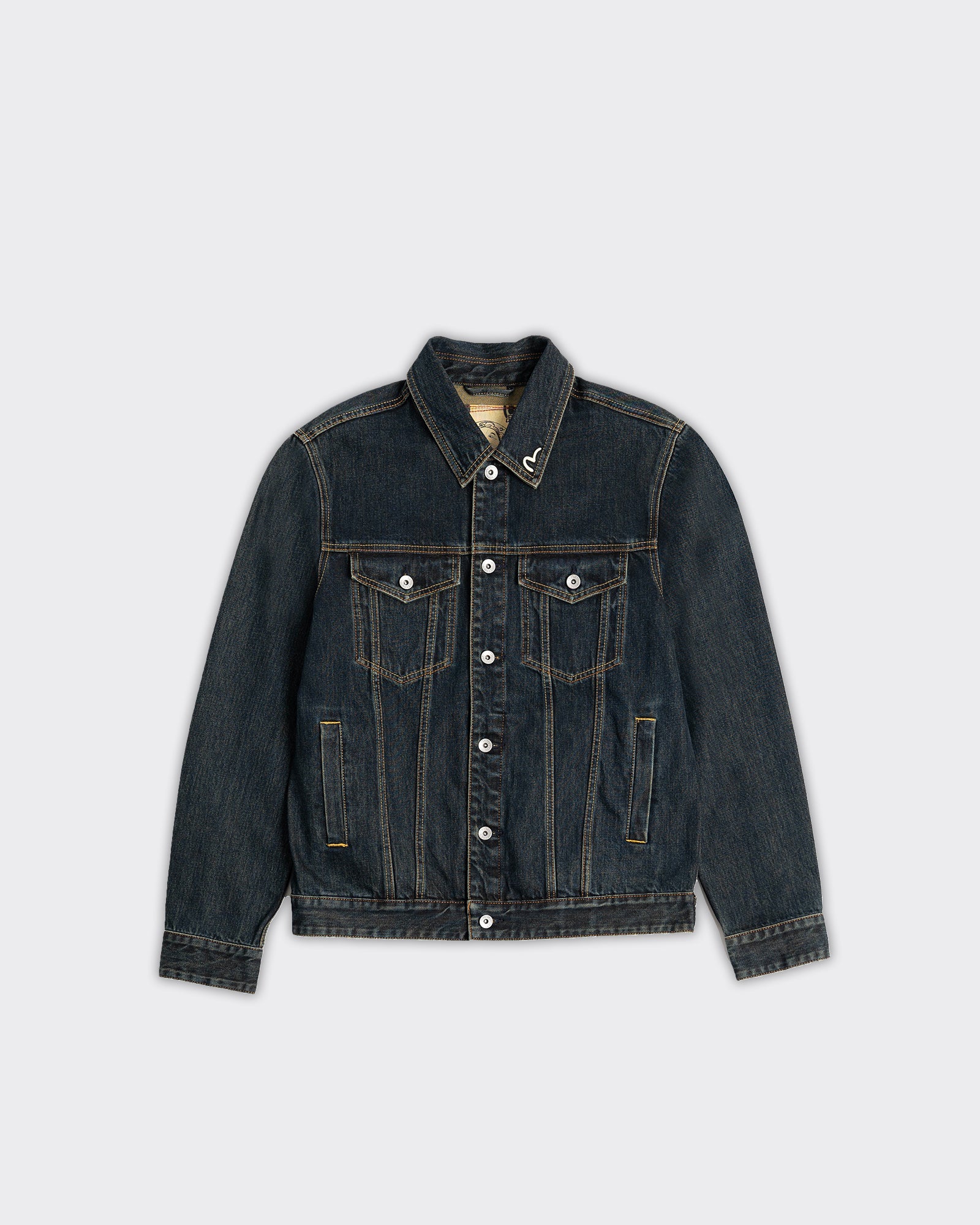 Giacca Washed Denim Printed Daicock Indigo
