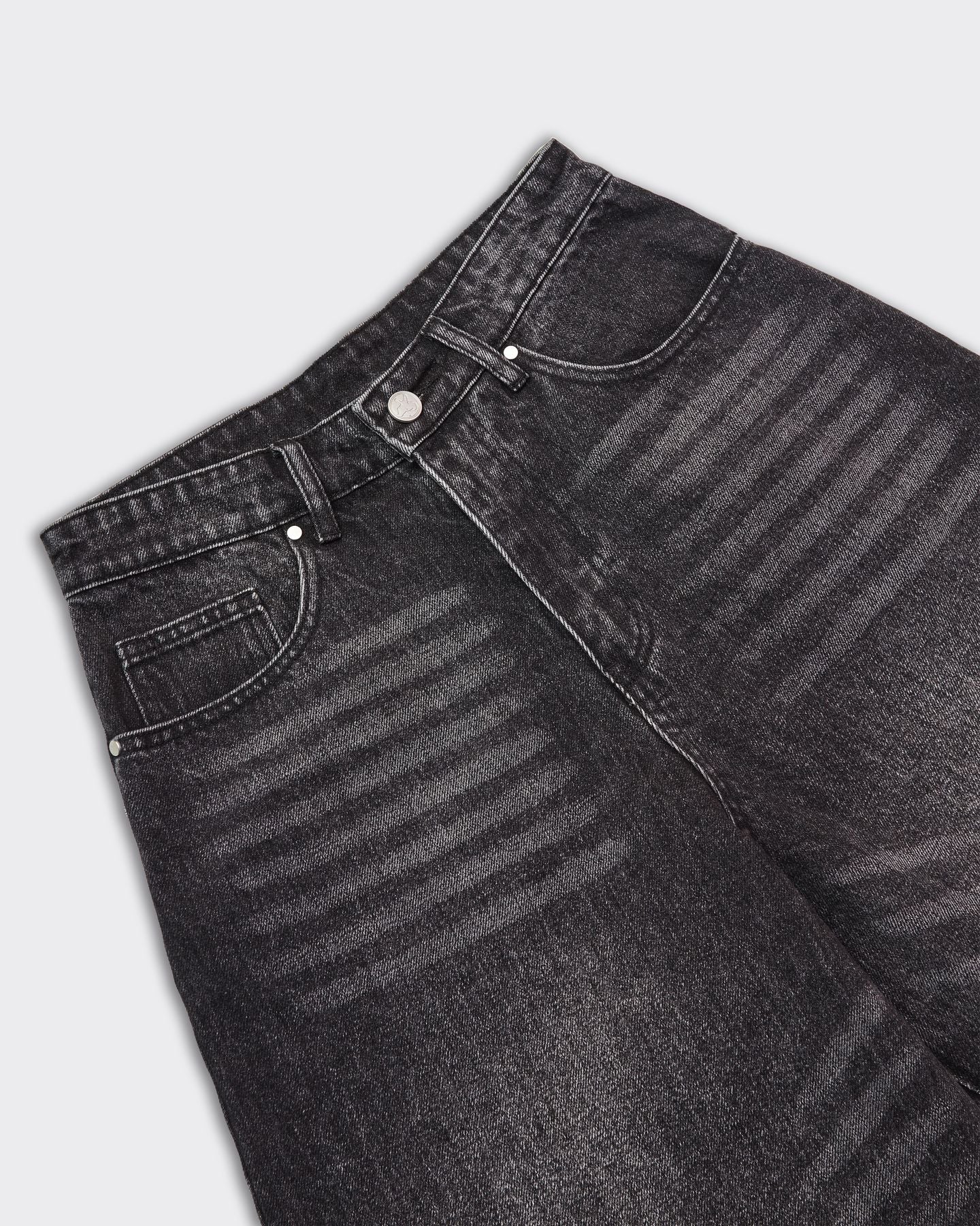 Breacher Washed Black Denim Shorts