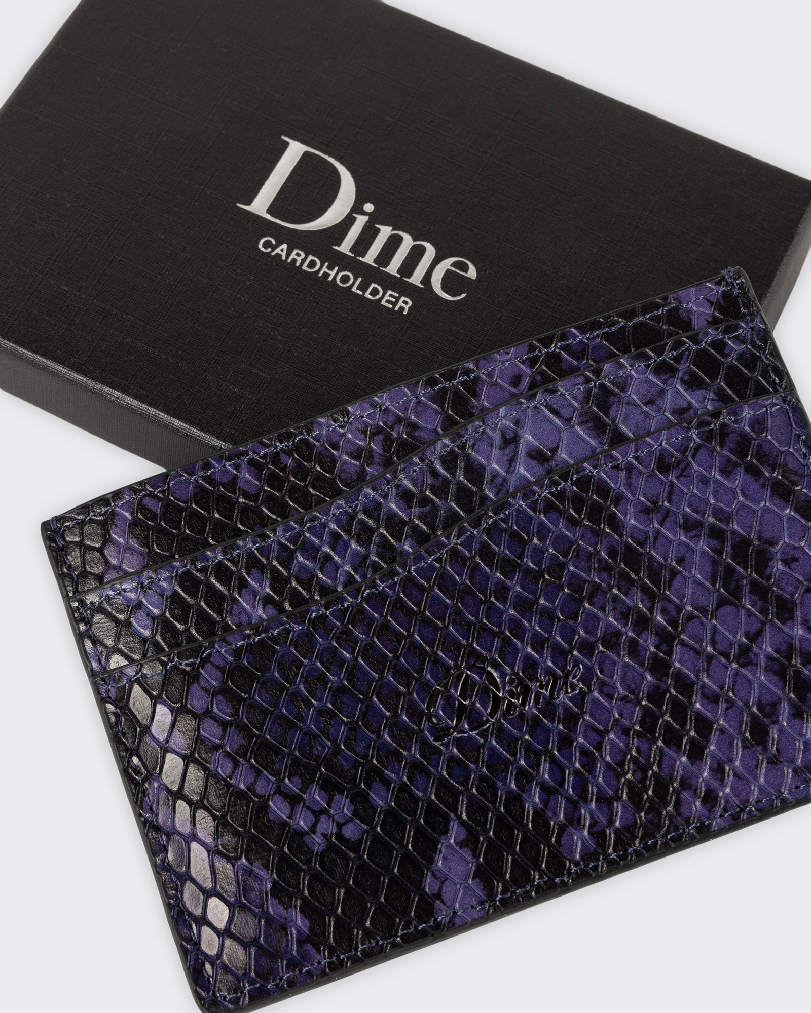 Cardholder Embossed Leather Purple Snake