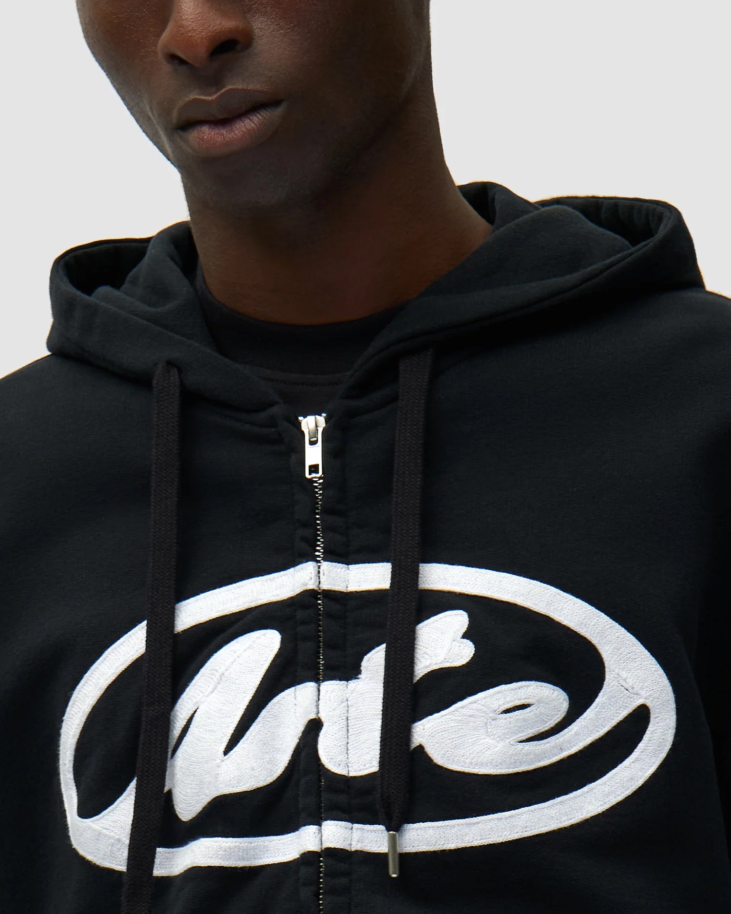 Circle Logo Zip Hoodie Black