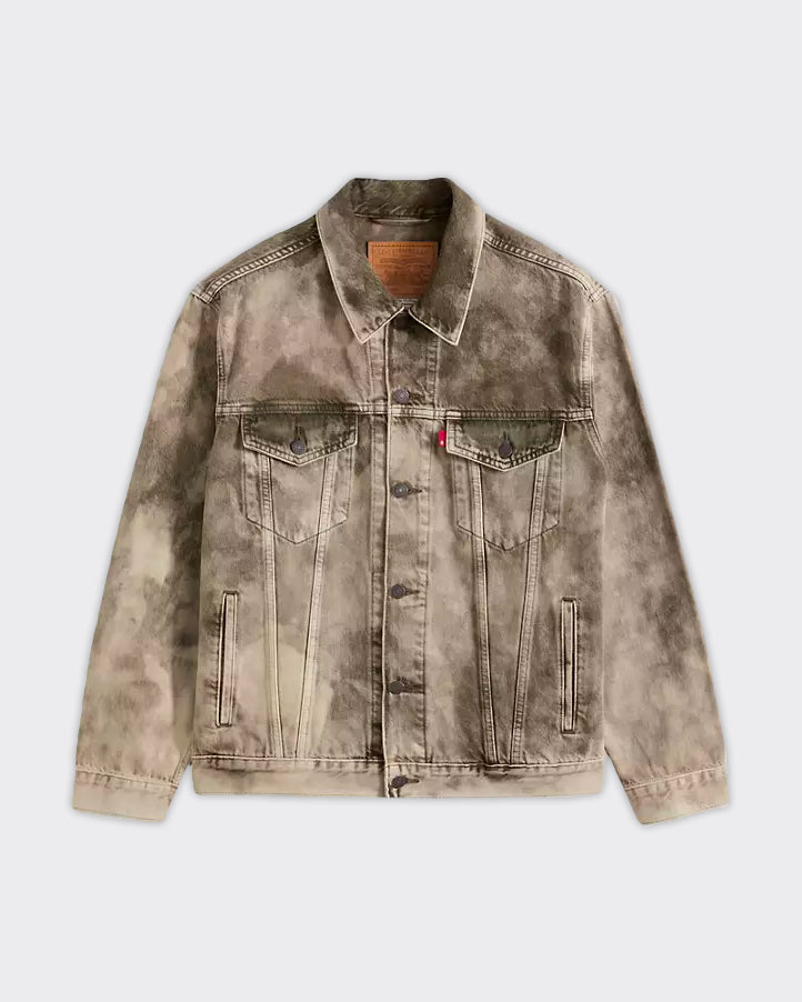 Giacca Denim Relaxed Fit Trucker Camo Verde