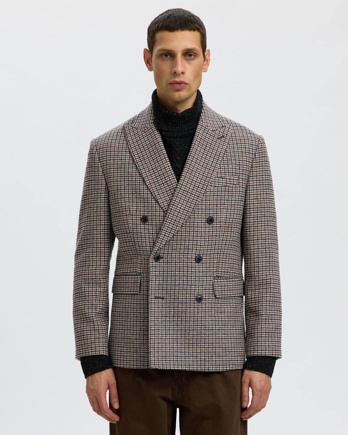 Blazer Regular Morris Check Wool Blend Medium Grey Melange