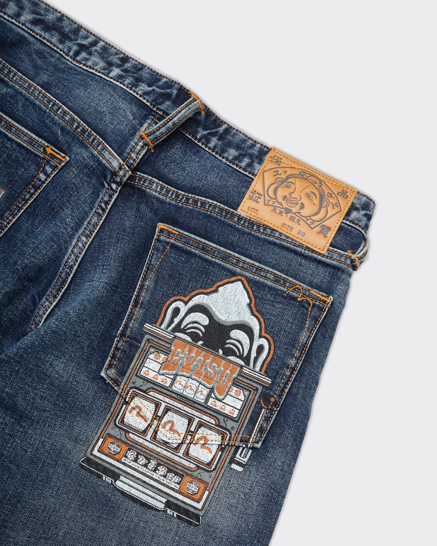 Evisu & Slot Embroidery Denim Blue Jeans