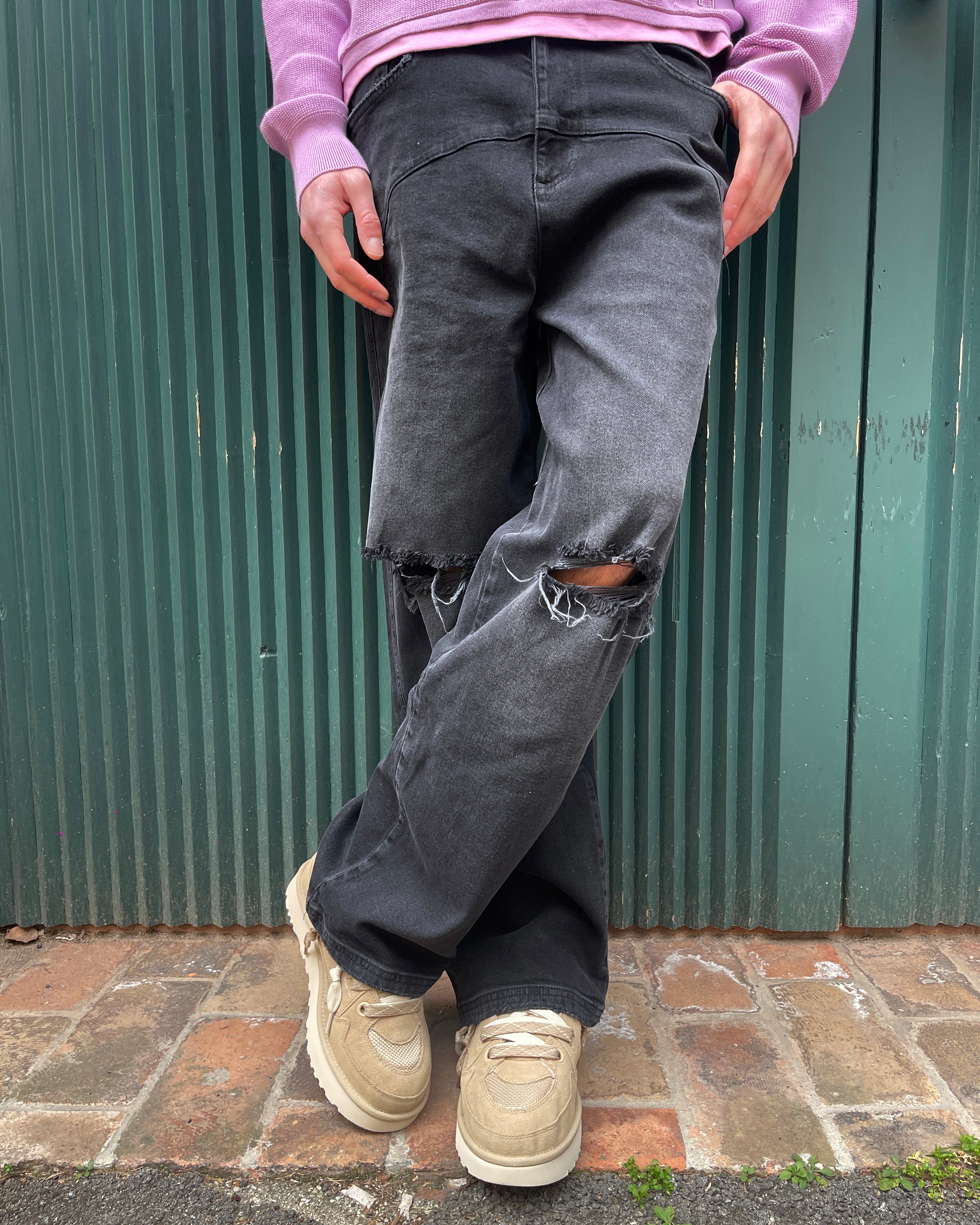 Jeans DESTROYED Denim WASHED GREY