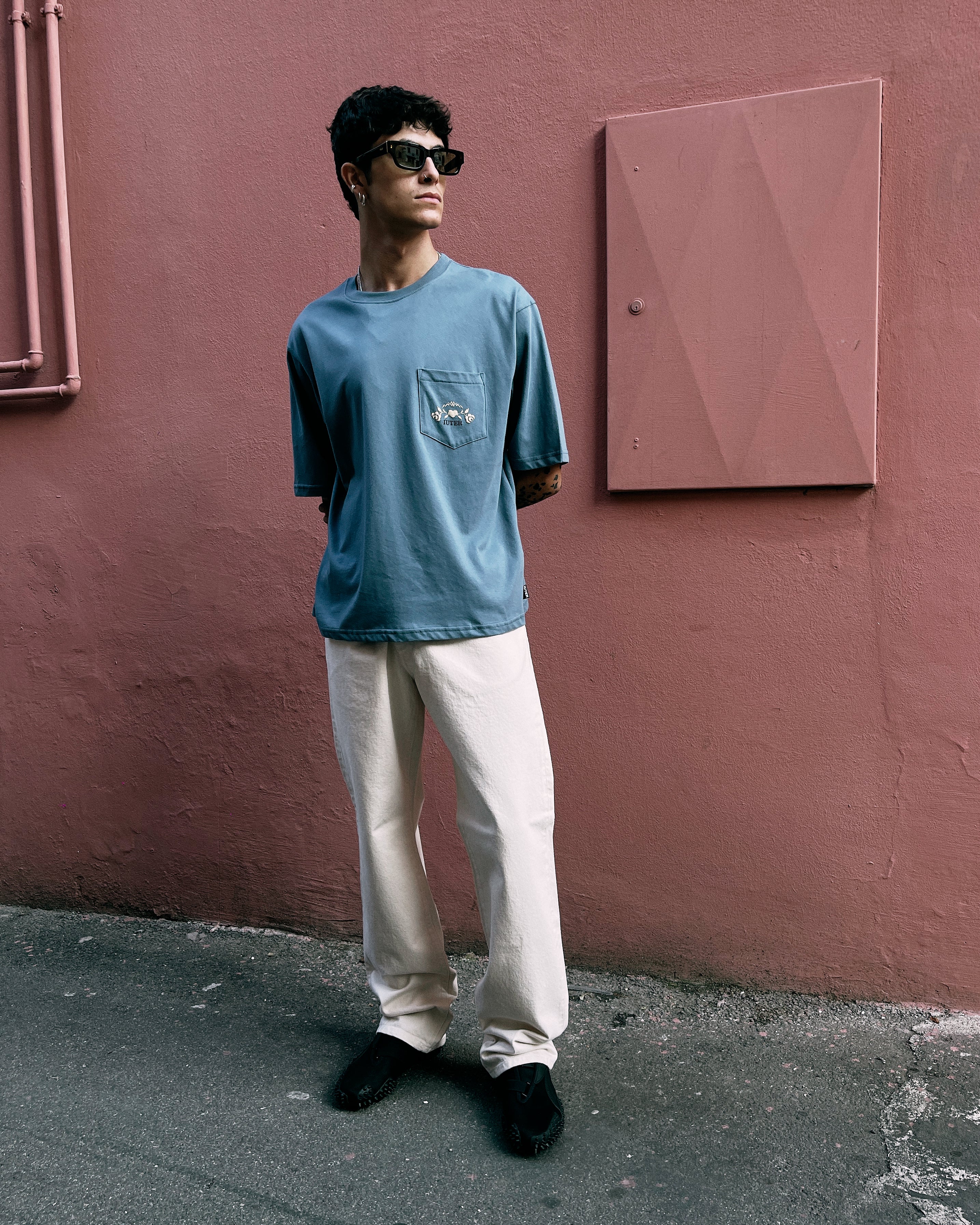 T-Shirt Floral Pocket Stormy
