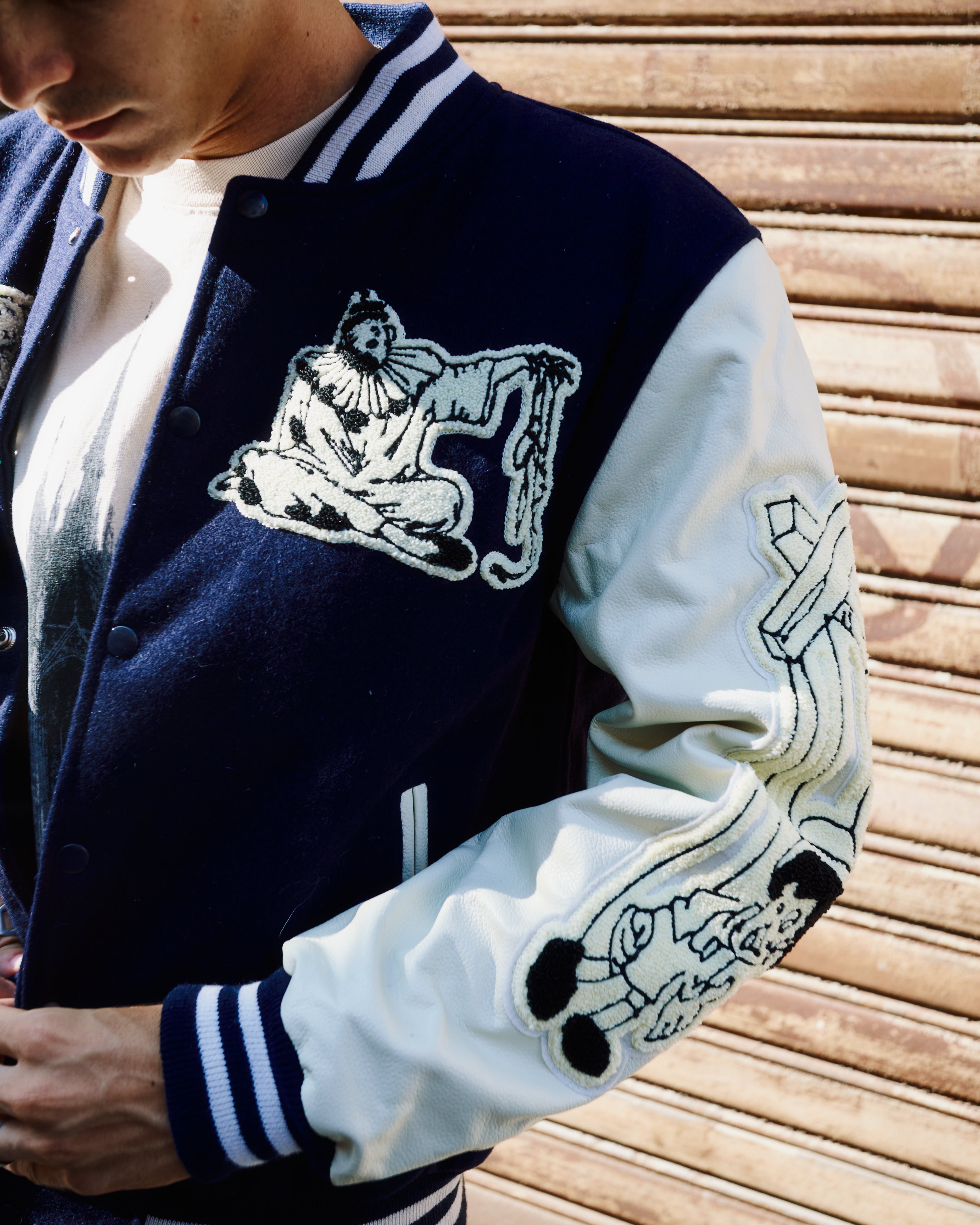 Varsity Letterman Puppet Jacket Navy Blue