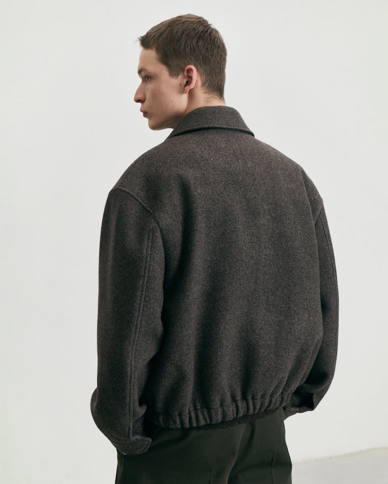 Giacca Collared Wool Blouson Marrone