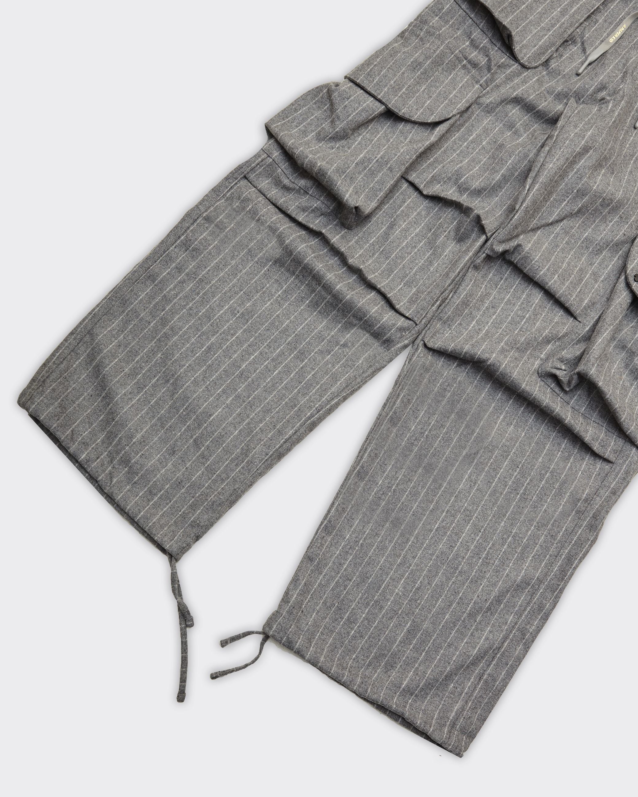 GREY FLANNEL CARGO TROUSERS