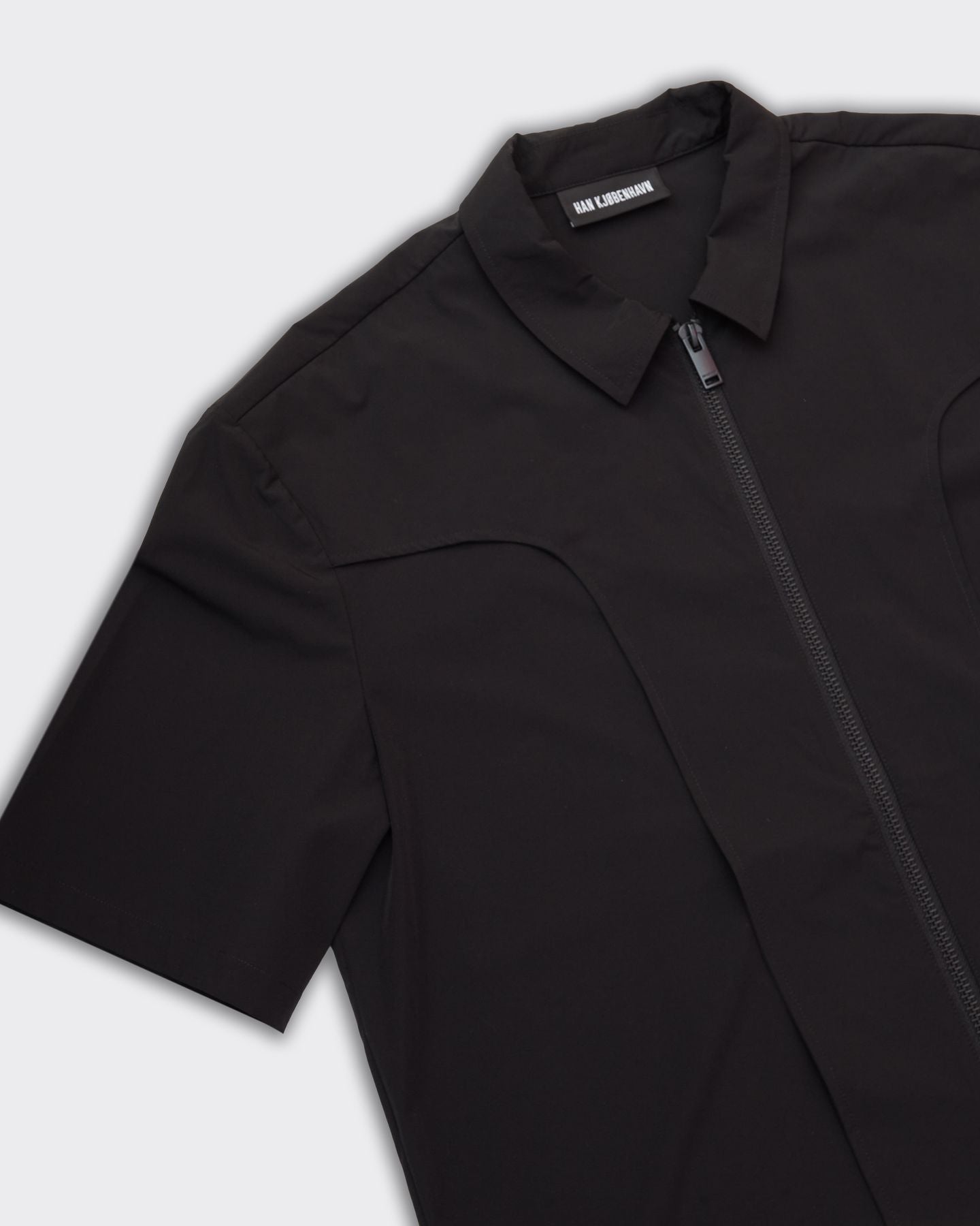 Black Technical Zip Washed Shirt