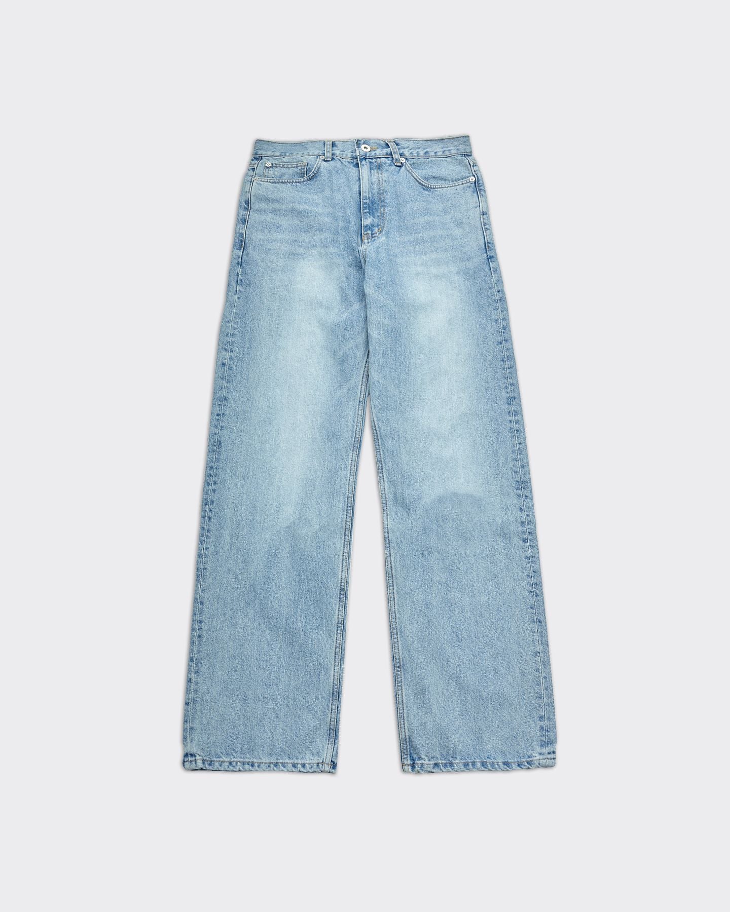 Straight Leg Washed Light Blue Jeans