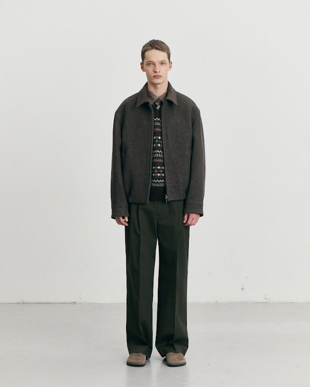 Giacca Collared Wool Blouson Marrone