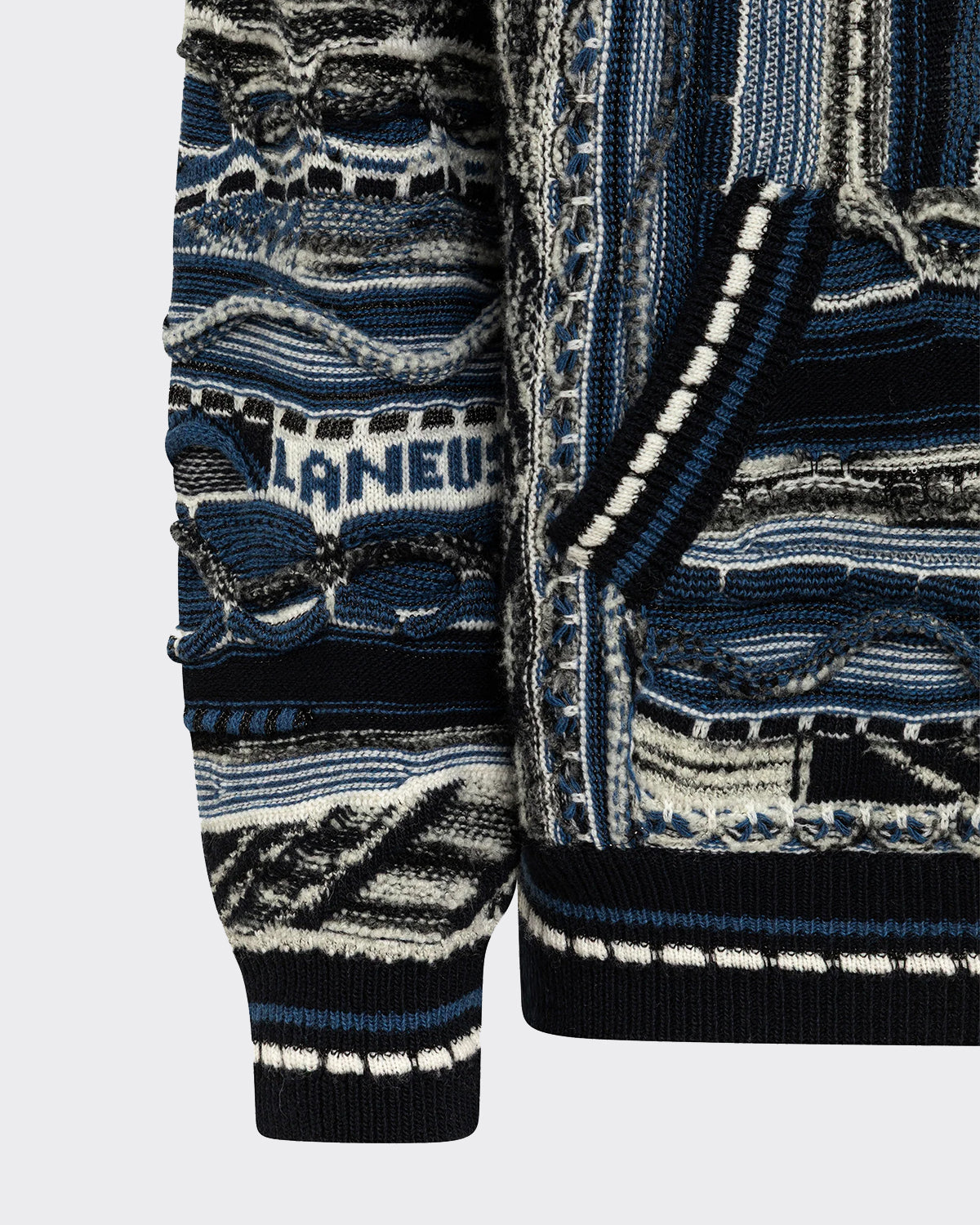 Felpa Con Cappuccio Boxy Jacquard Blu
